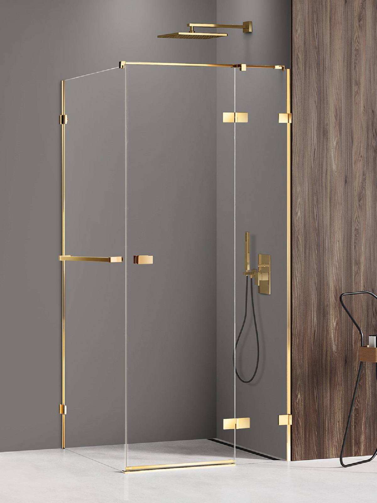 New Trendy Avexa Gold Shine box doccia 120x100 cm rettangolare oro lucida/vetro trasparente EXK-3209