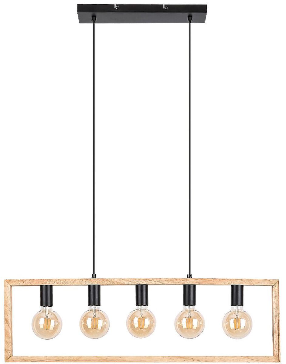 Rabalux Indigo lampada sospesa 5x40 W nero-legno 2294