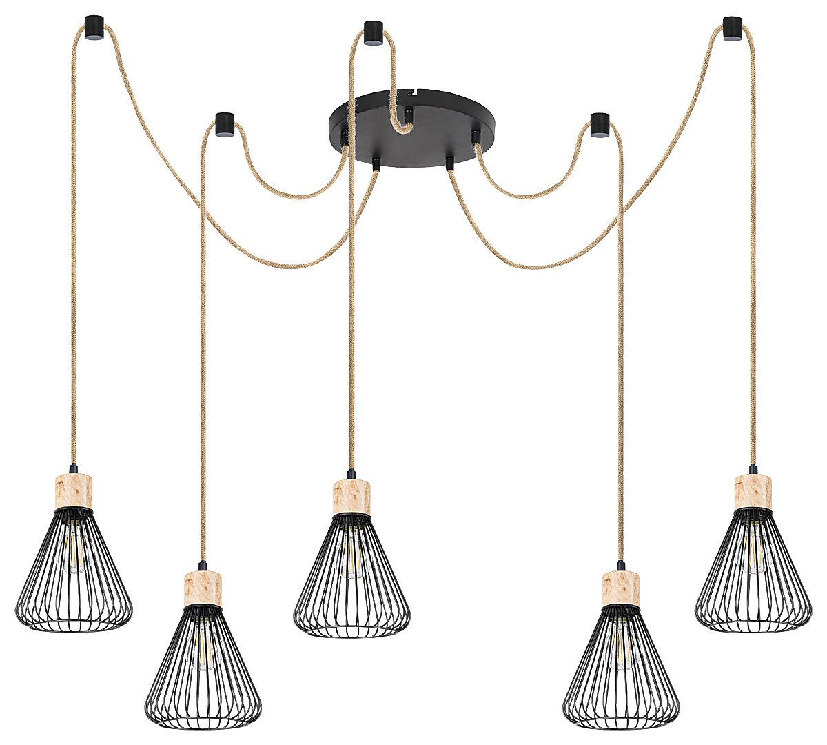 Rabalux Farfalle lampada sospesa 5x40 W nero-legno 3150