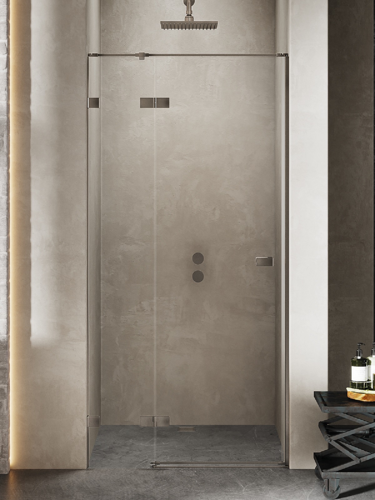 New Trendy Avexa Gunmetal Brushed porta doccia 120 cm a battente grafite spazzolata/vetro trasparente EXK-3252