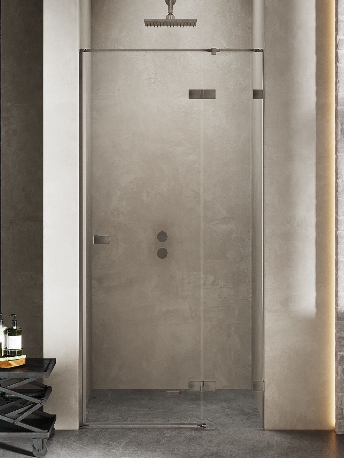 New Trendy Avexa Gunmetal Brushed porta doccia 140 cm a battente grafite spazzolata/vetro trasparente EXK-3257