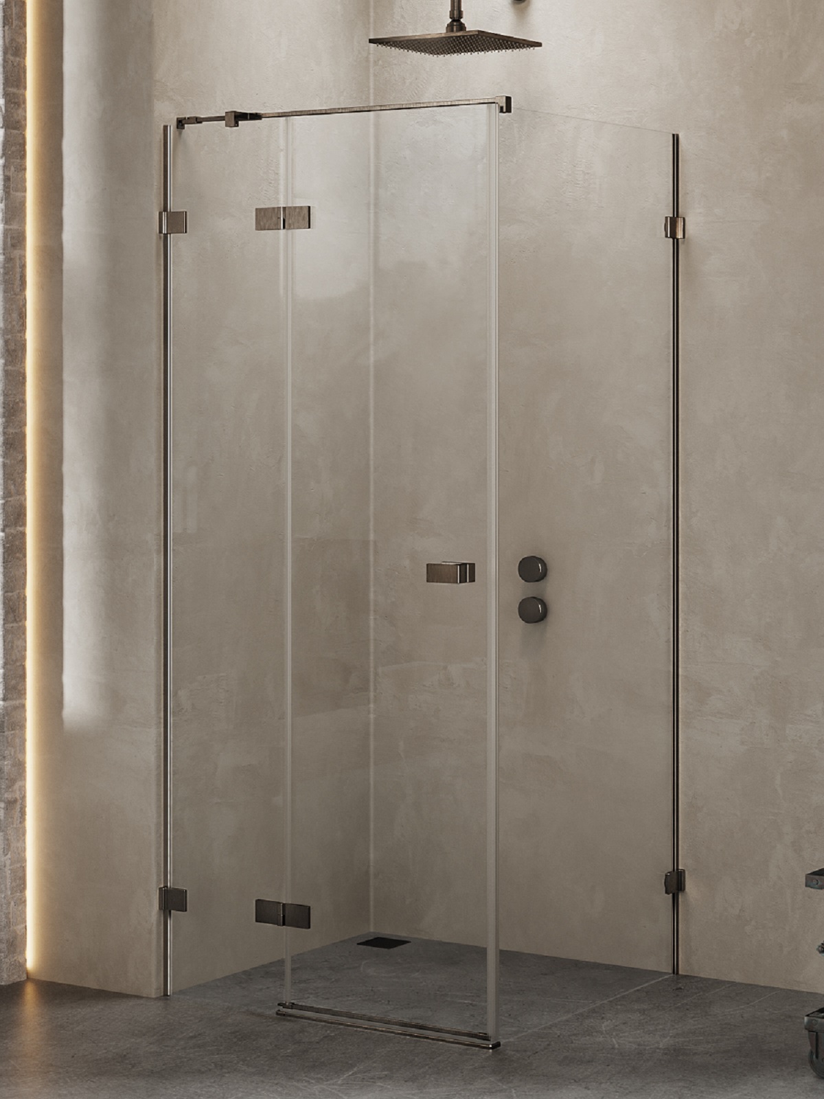 New Trendy Avexa Gunmetal Brushed box doccia 90x70 cm rettangolare grafite spazzolata/vetro trasparente EXK-3324