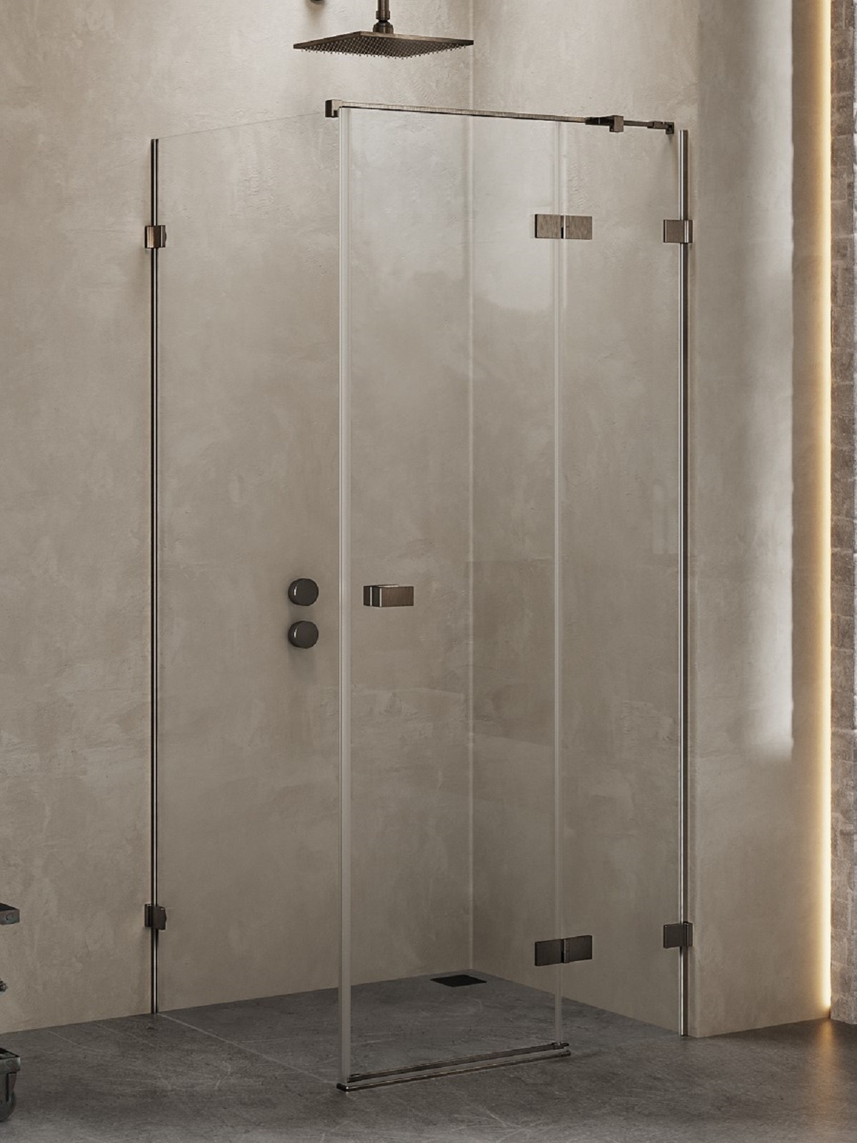 New Trendy Avexa Gunmetal Brushed box doccia 100x90 cm rettangolare gunmetal spazzolata/vetro trasparente EXK-3357