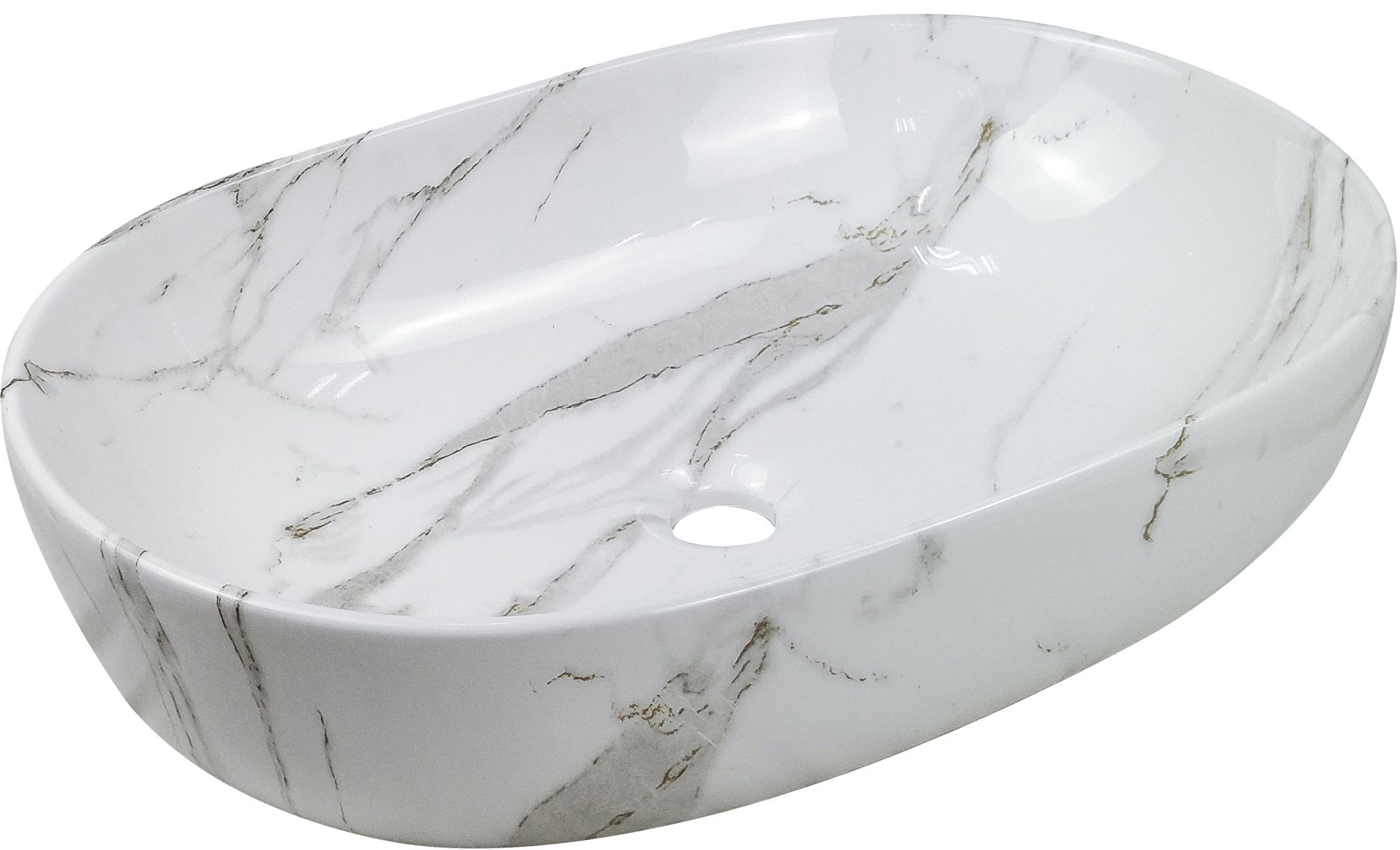 Invena Korfu lavabo 60x42 cm ovale da appoggio grigio/pietra CE-34-701