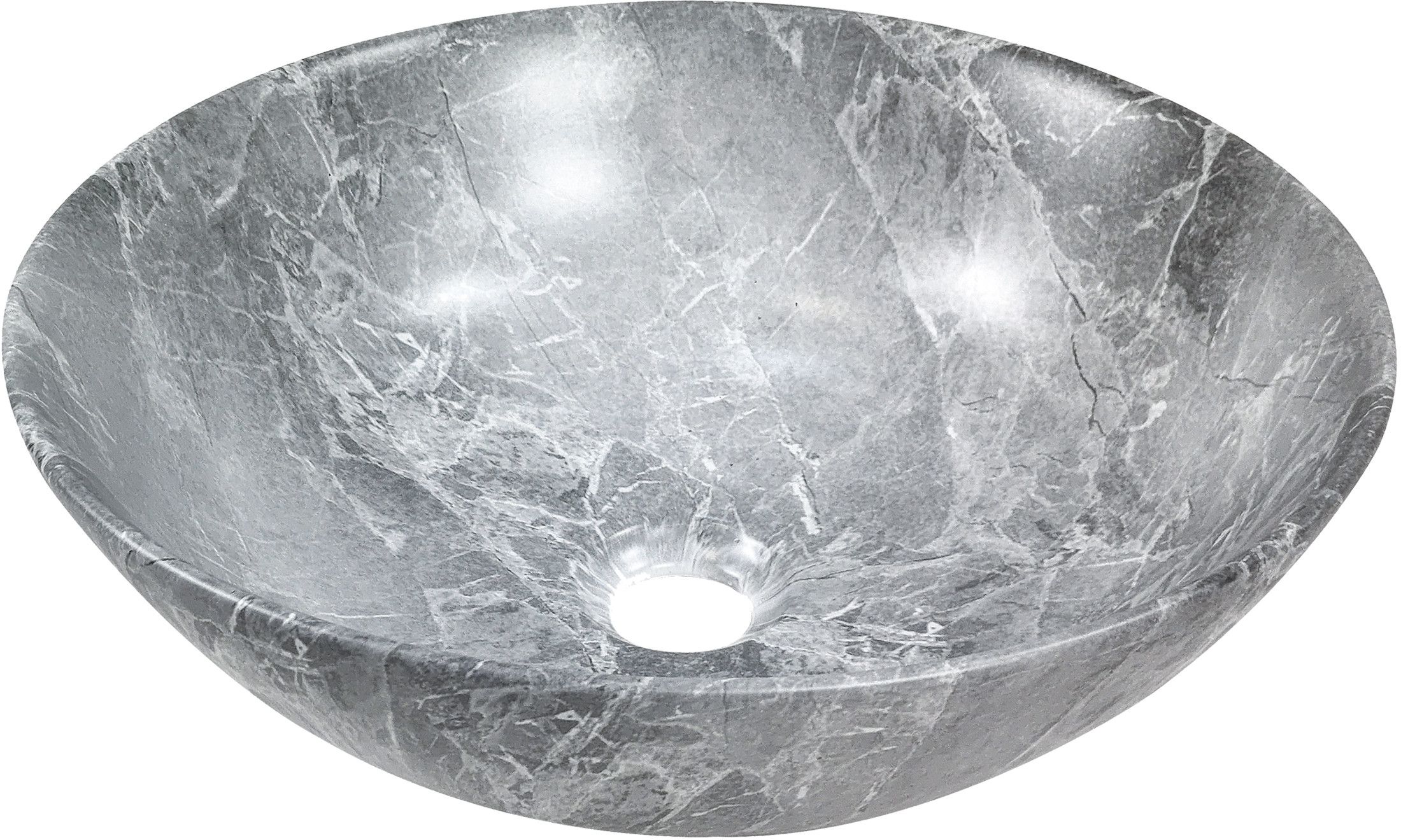 Invena Tinos lavabo 39.5x39.5 cm rotonda da appoggio grigio/pietra CE-43-707