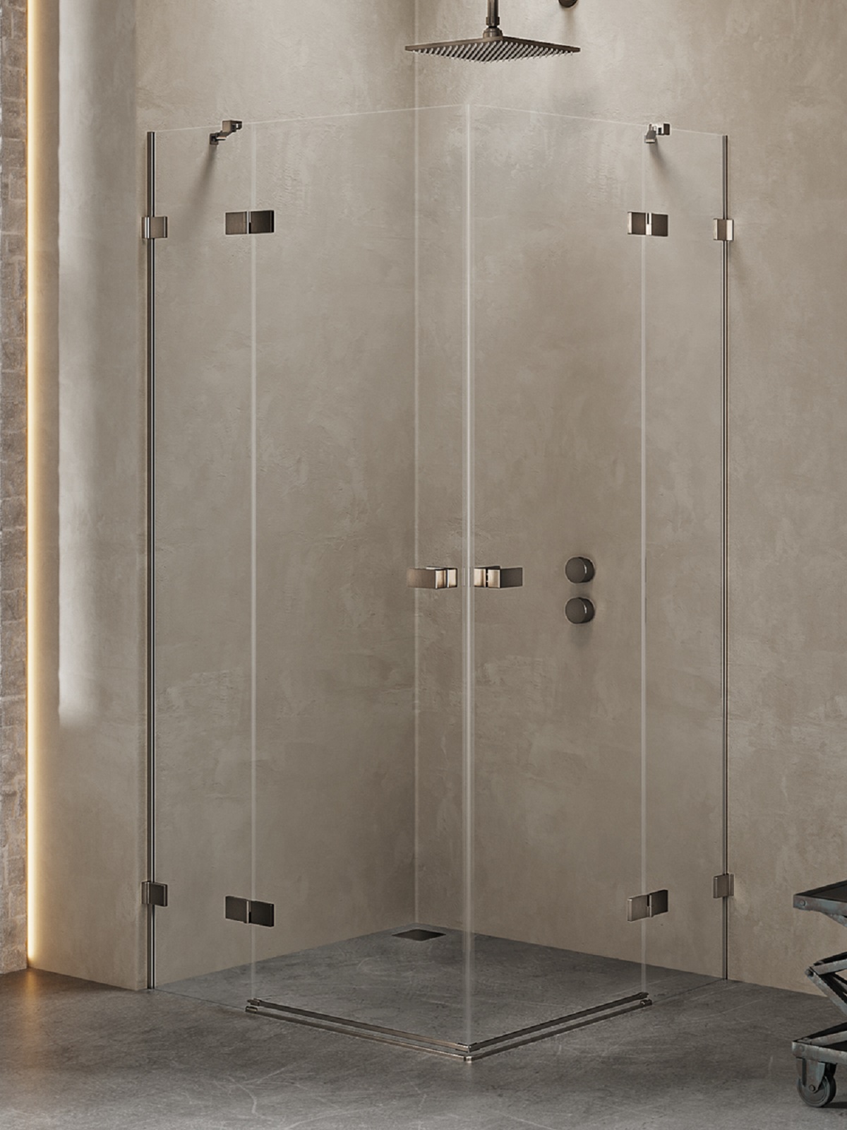 New Trendy Avexa Gunmetal Brushed box doccia 90x90 cm quadrato spazzolata/vetro trasparente EXK-3384