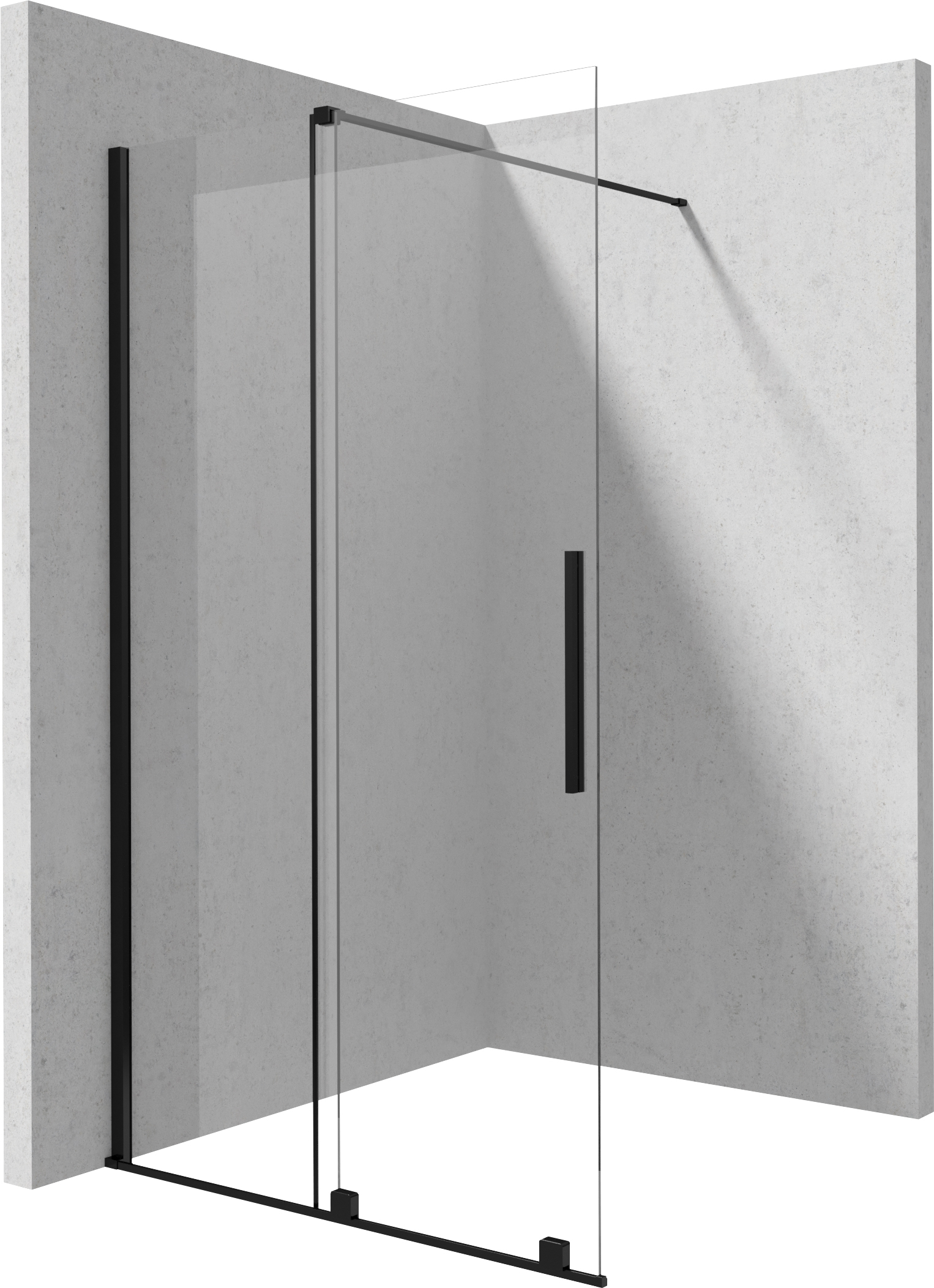 Deante Prizma parete doccia walk-in 90 cm nero opaca/vetro trasparente KTJ_N39R