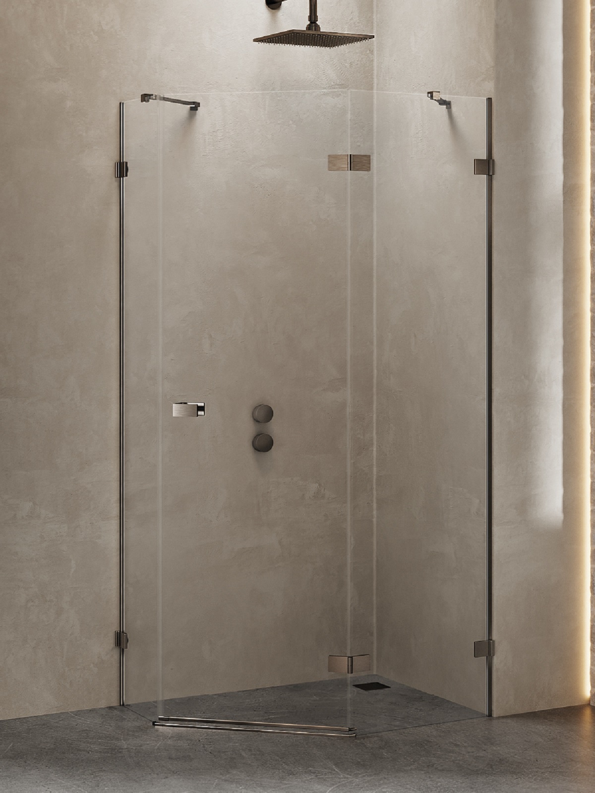 New Trendy Avexa Gunmetal Brushed box doccia 100x80 cm gunmetal spazzolata/vetro trasparente EXK-3839
