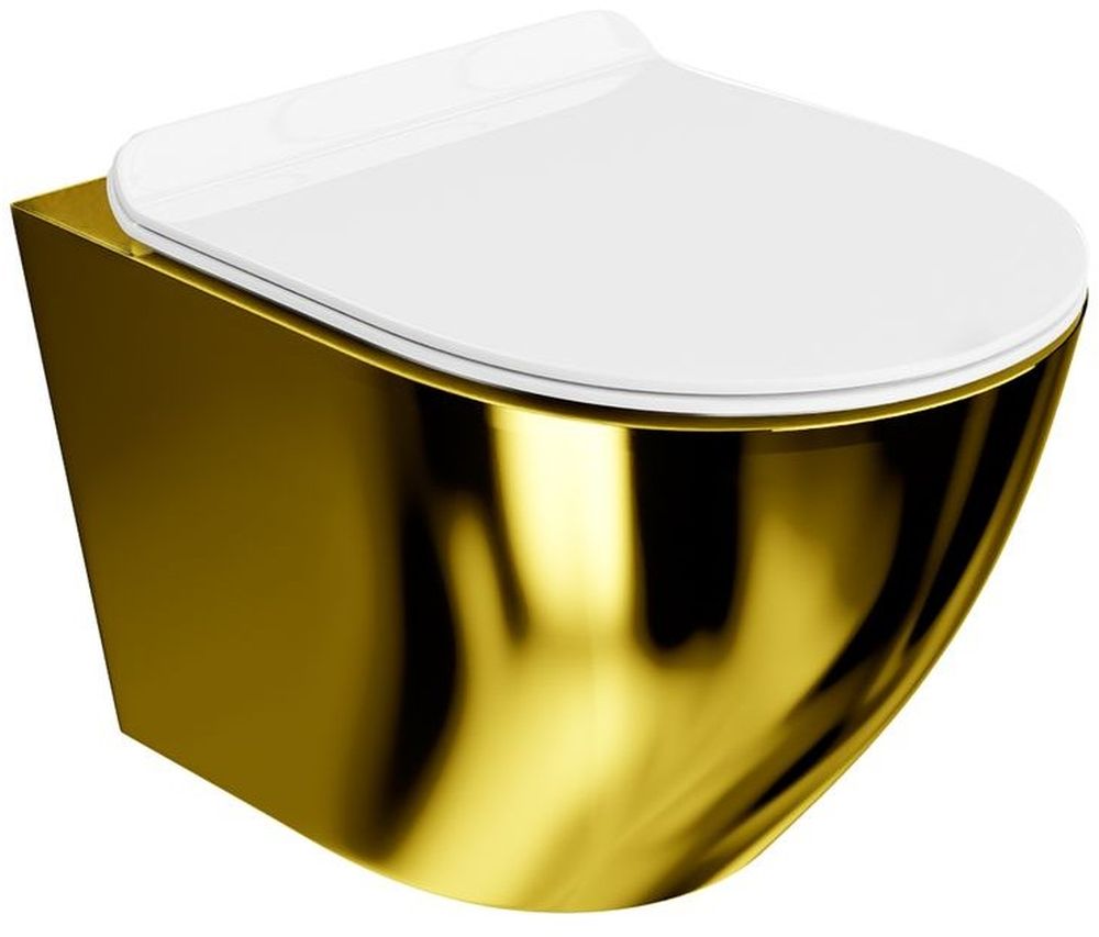 LaVita Sofi Slim Gold/White vaso wc con copriwater a discesa lenta sospeso senza brida bianco-oro lucida 5900378314660