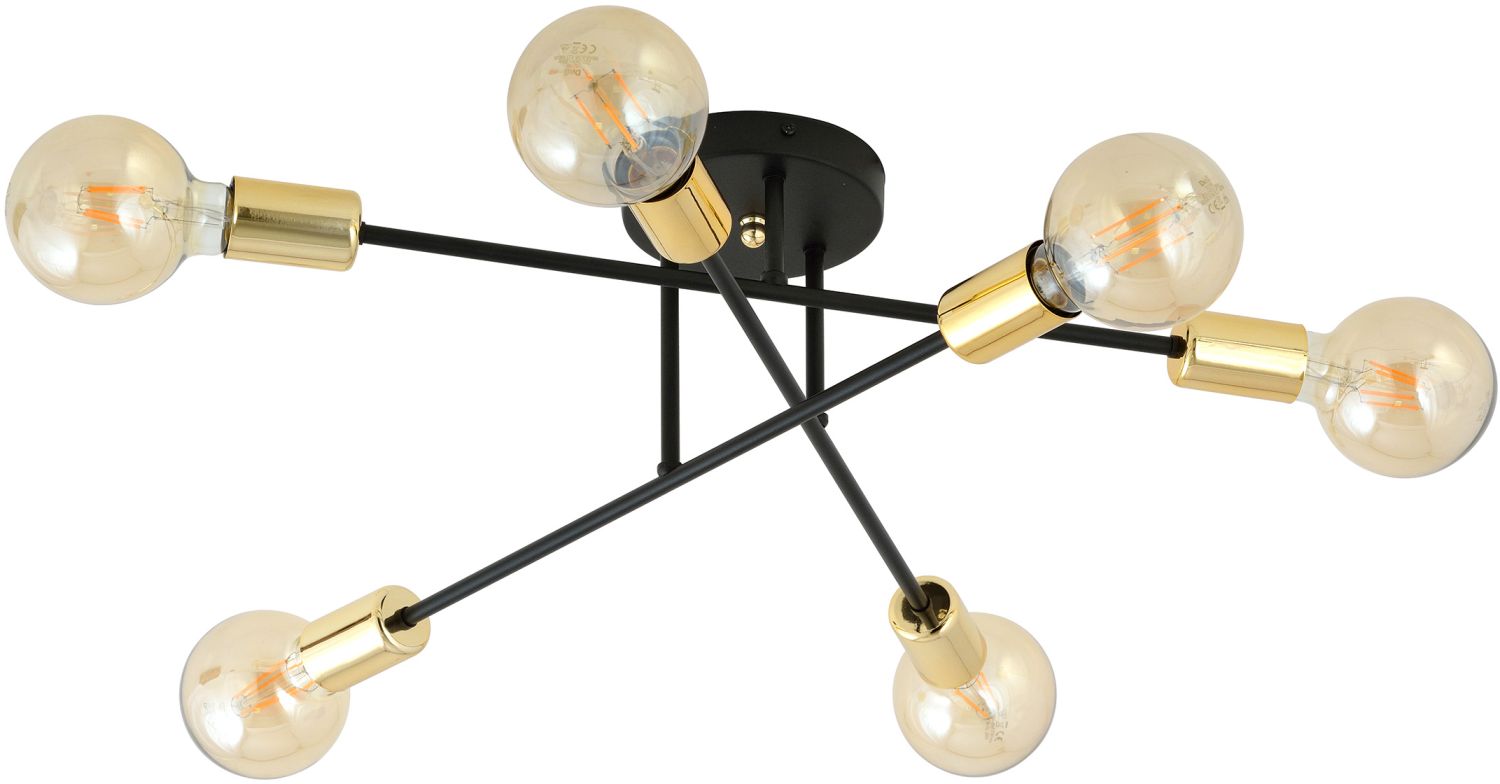 Emibig Veken 6B Gold lampada da soffitto 6x15 W nero-oro 1175/6B