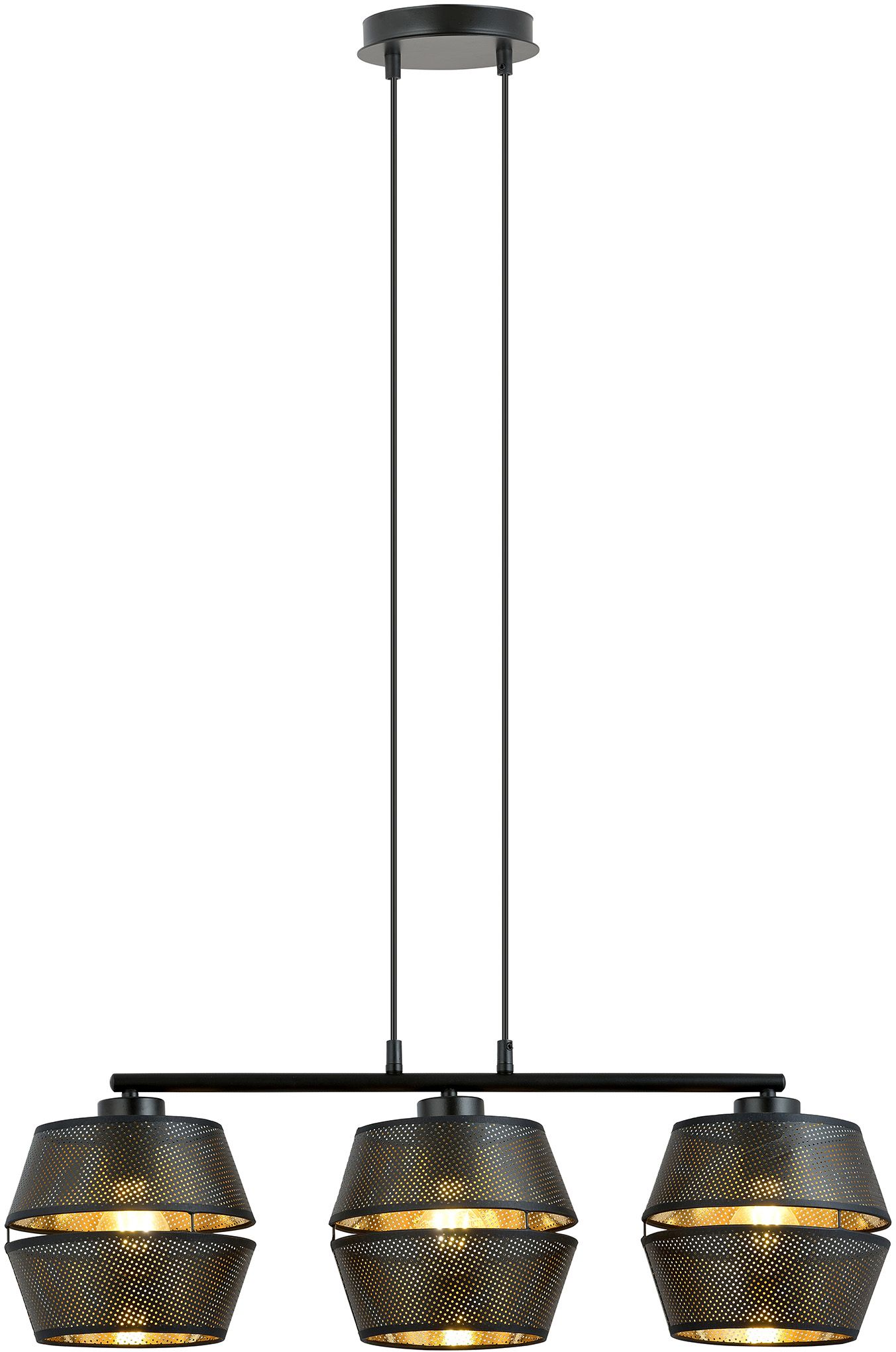 Emibig Malia lampada sospesa 3x15 W nero-oro 1185/3