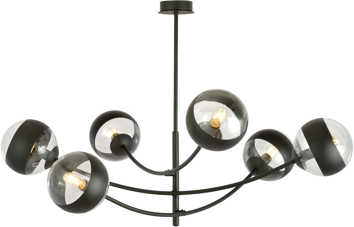 Emibig Hunter Stripe lampada da soffitto 6x10 W nero-trasparente 1101/6