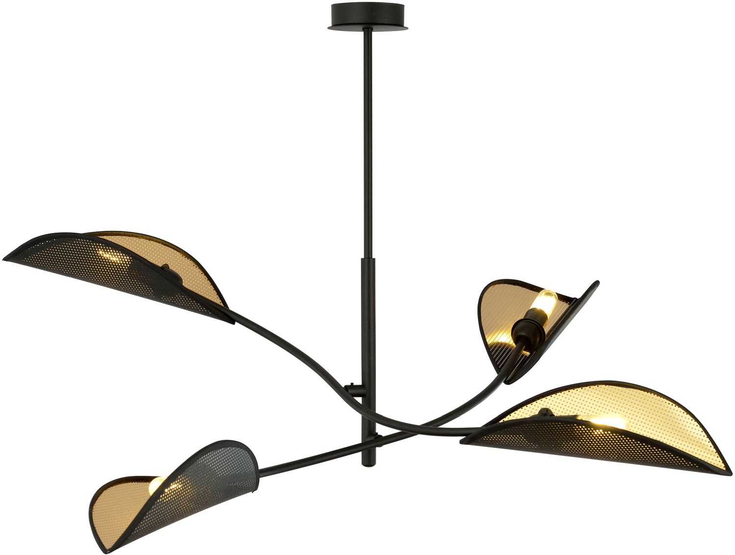 Emibig Lotus lampada da soffitto 4x10 W nero-oro 1106/4