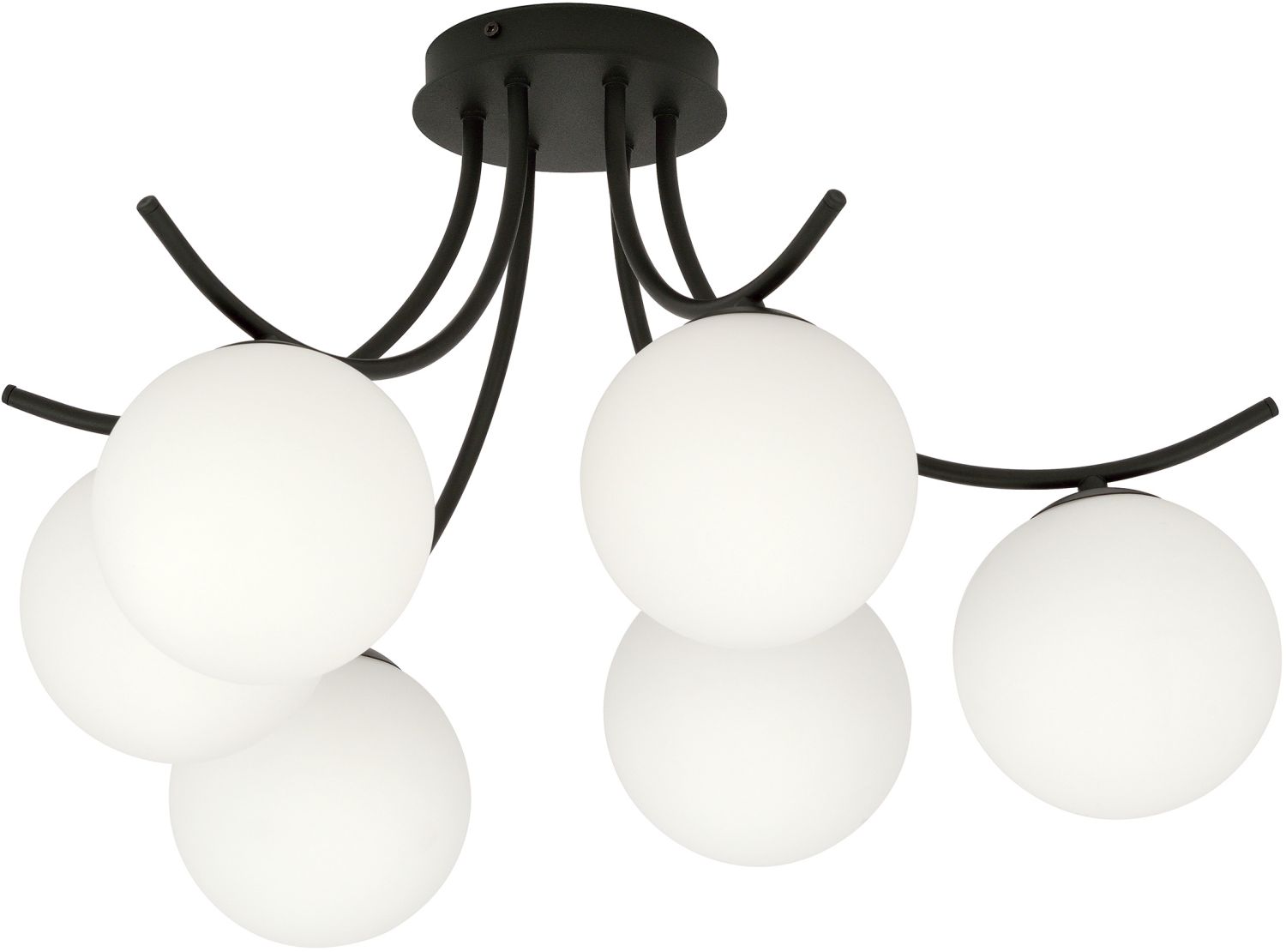 Emibig Boston lampada da soffitto 6x10 W nero-opale 1109/6
