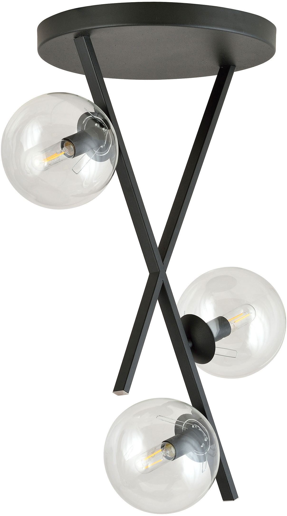 Emibig River lampada da soffitto 3x10 W nero-trasparente 1195/3