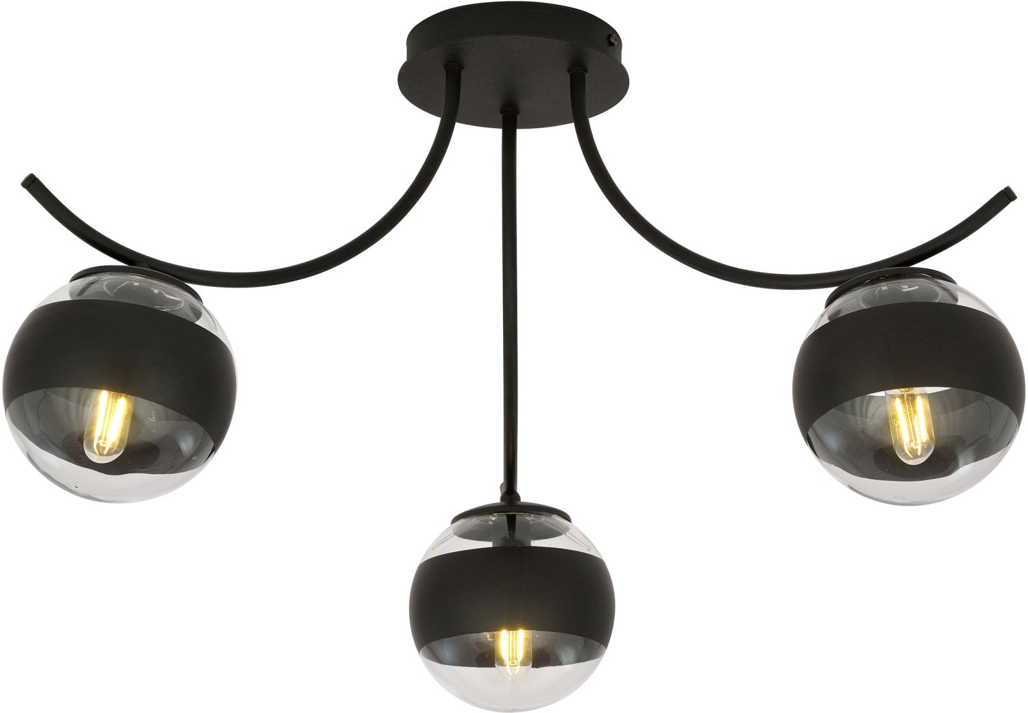 Emibig Boston Stripe lampada da soffitto 3x10 W nero-trasparente 1111/3