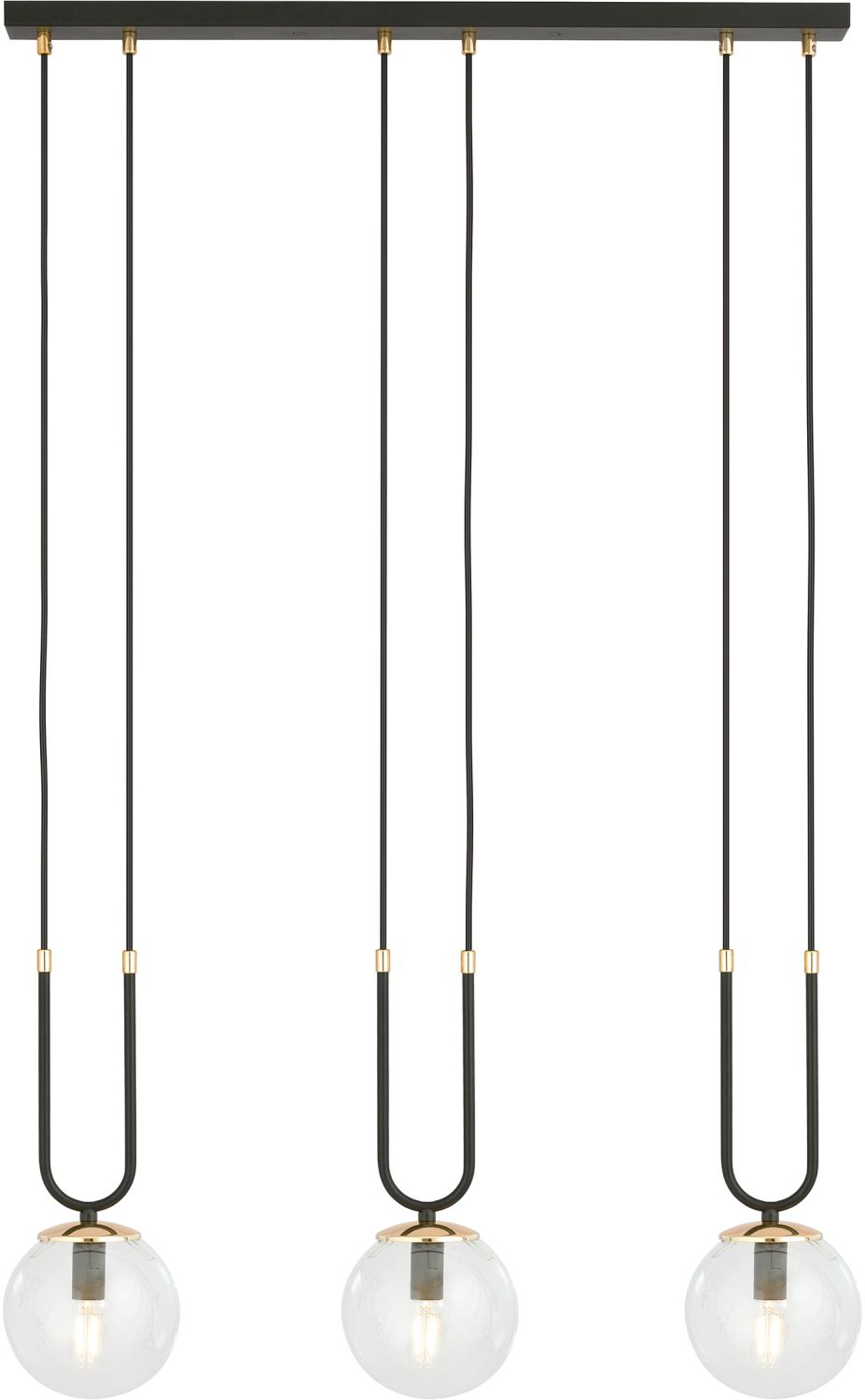 Emibig Glam lampada sospesa 3x10 W nero-trasparente 1114/3