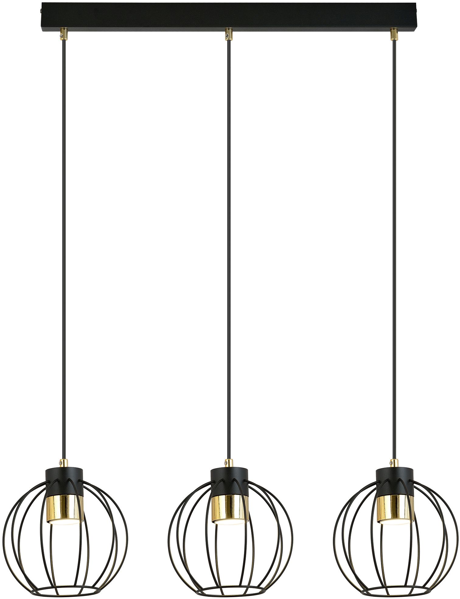 Emibig Ajax lampada sospesa 3x8 W nero-oro 1200/3