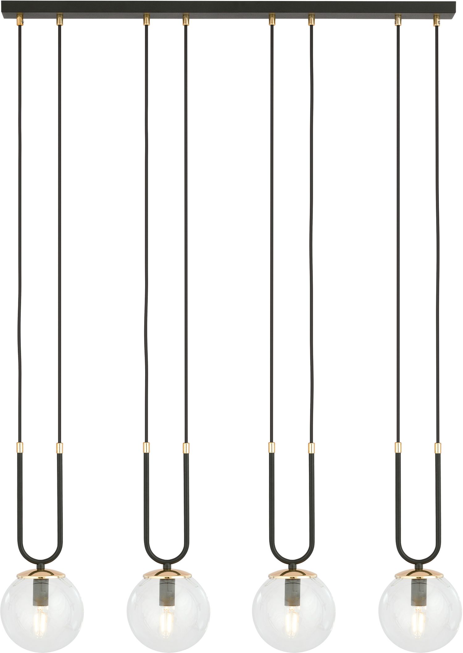 Emibig Glam lampada sospesa 4x10 W nero-trasparente 1114/4