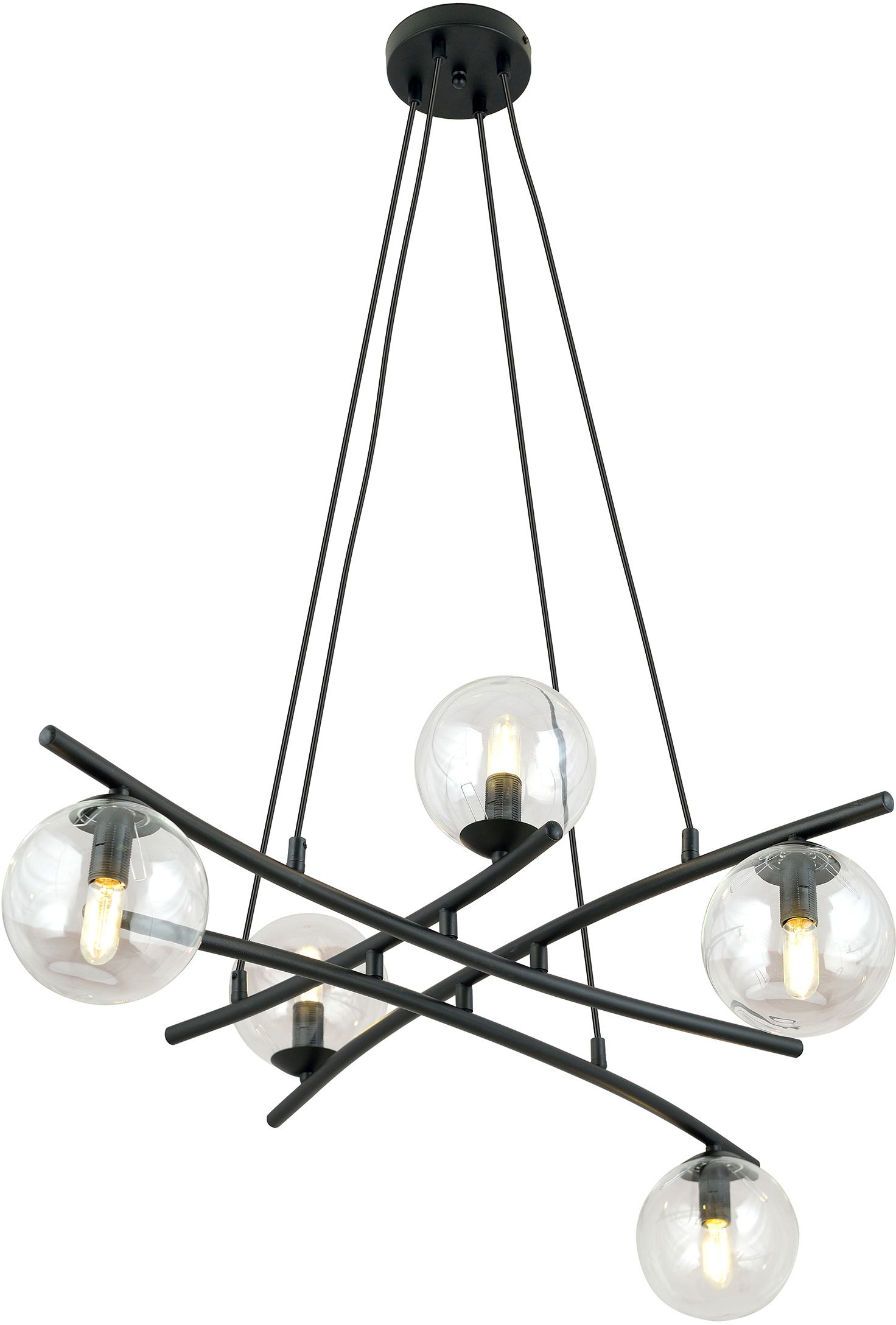 Emibig Essa lampada sospesa 5x10 W nero-trasparente 1202/5