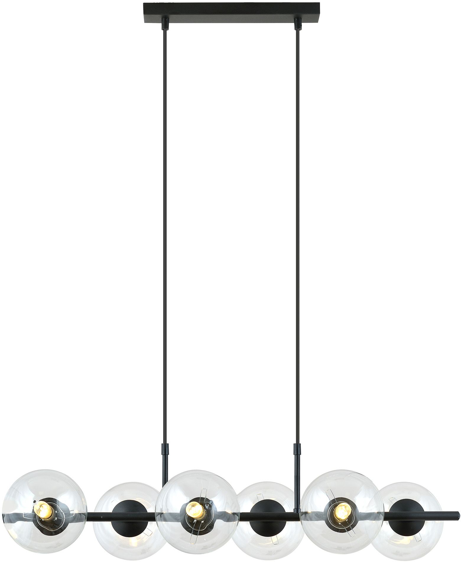 Emibig Rory lampada sospesa 6x10 W nero-trasparente 1206/6
