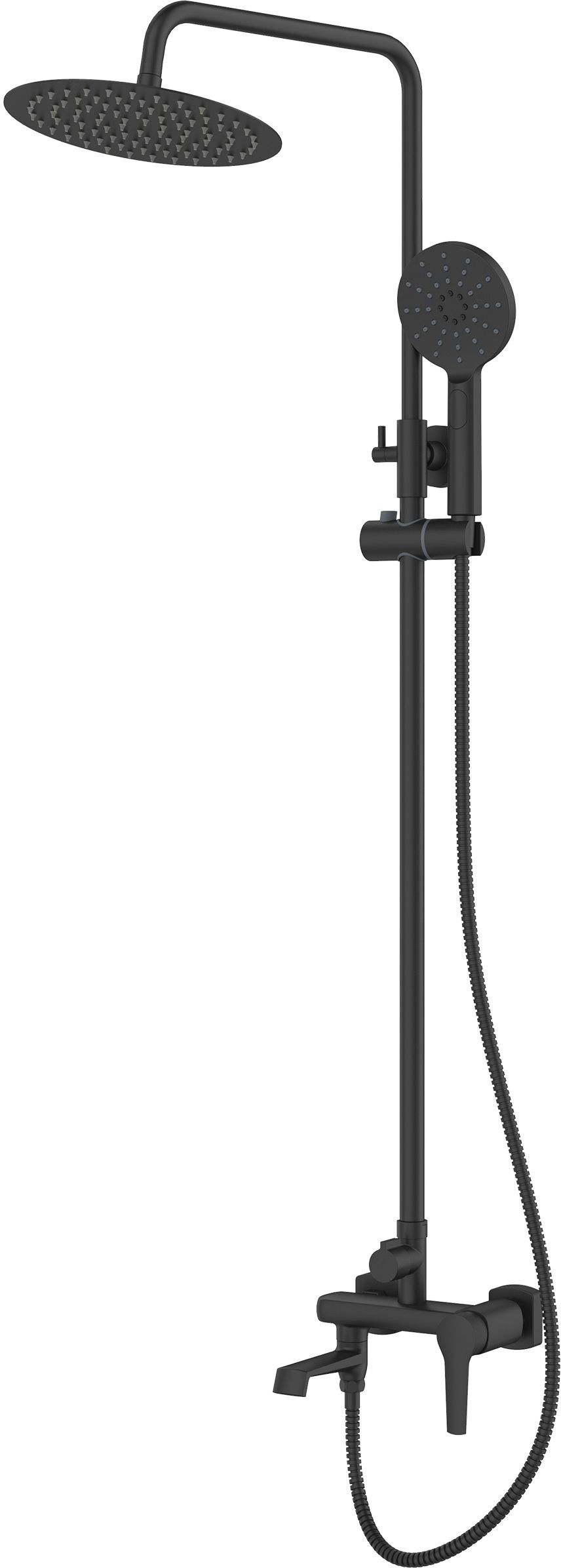 Invena Fira set per vasca e doccia a parete con soffione nero AU-71-B04