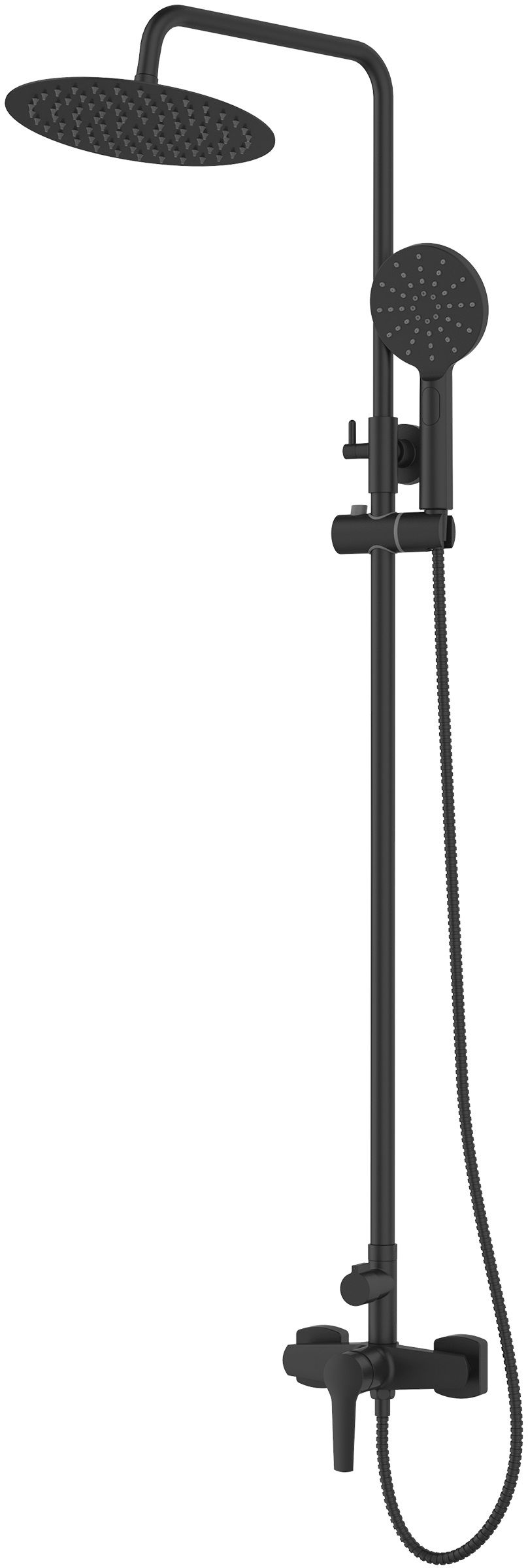 Invena Fira set doccia a parete con soffione nero AU-71-D04