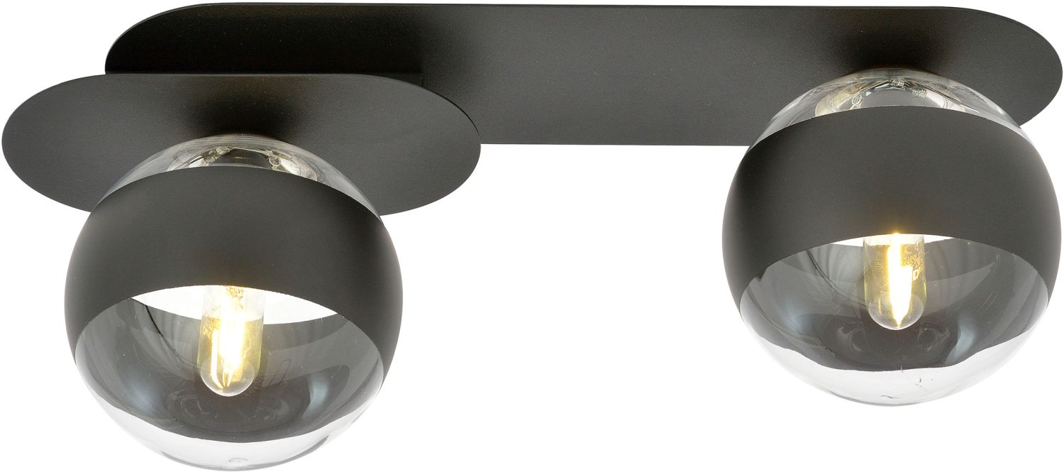 Emibig Plaza Stripe lampada da soffitto 2x10 W nero-trasparente 1121/2