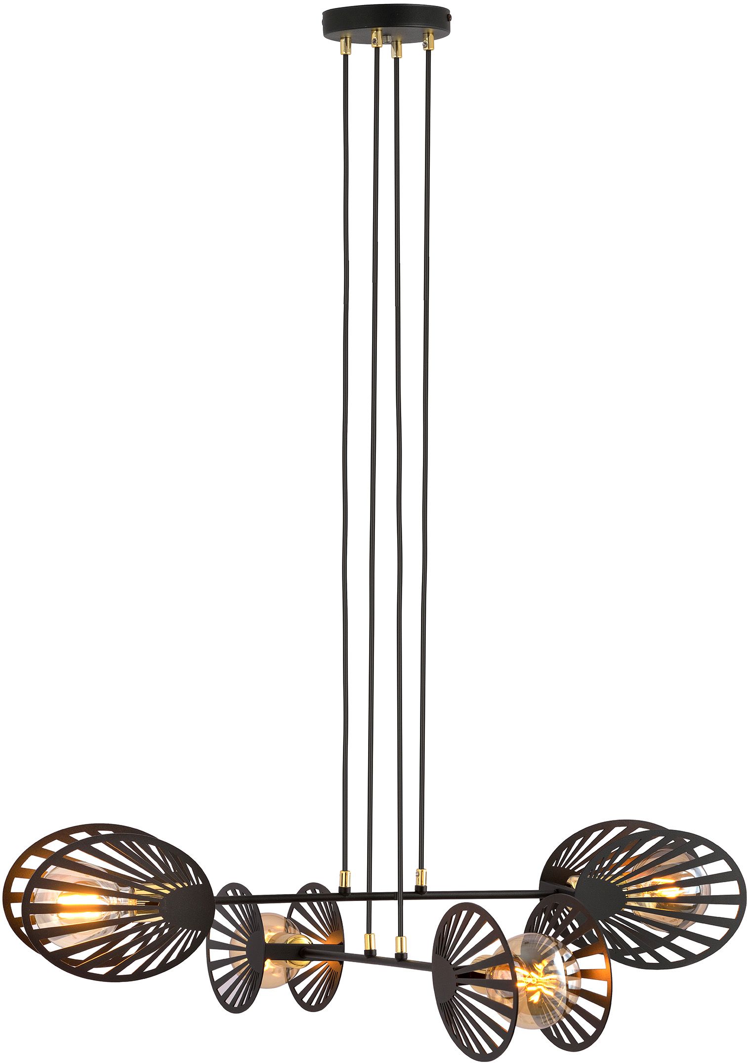 Emibig Playa lampada sospesa 4x15 W nero-oro 1146/4