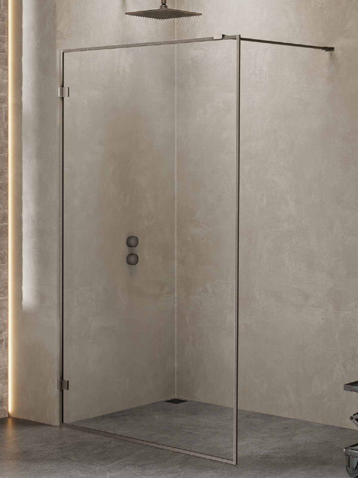 New Trendy Avexa Gunmetal Brushed parete doccia walk-in 50 cm gunmetal spazzolata/vetro trasparente EXK-3507
