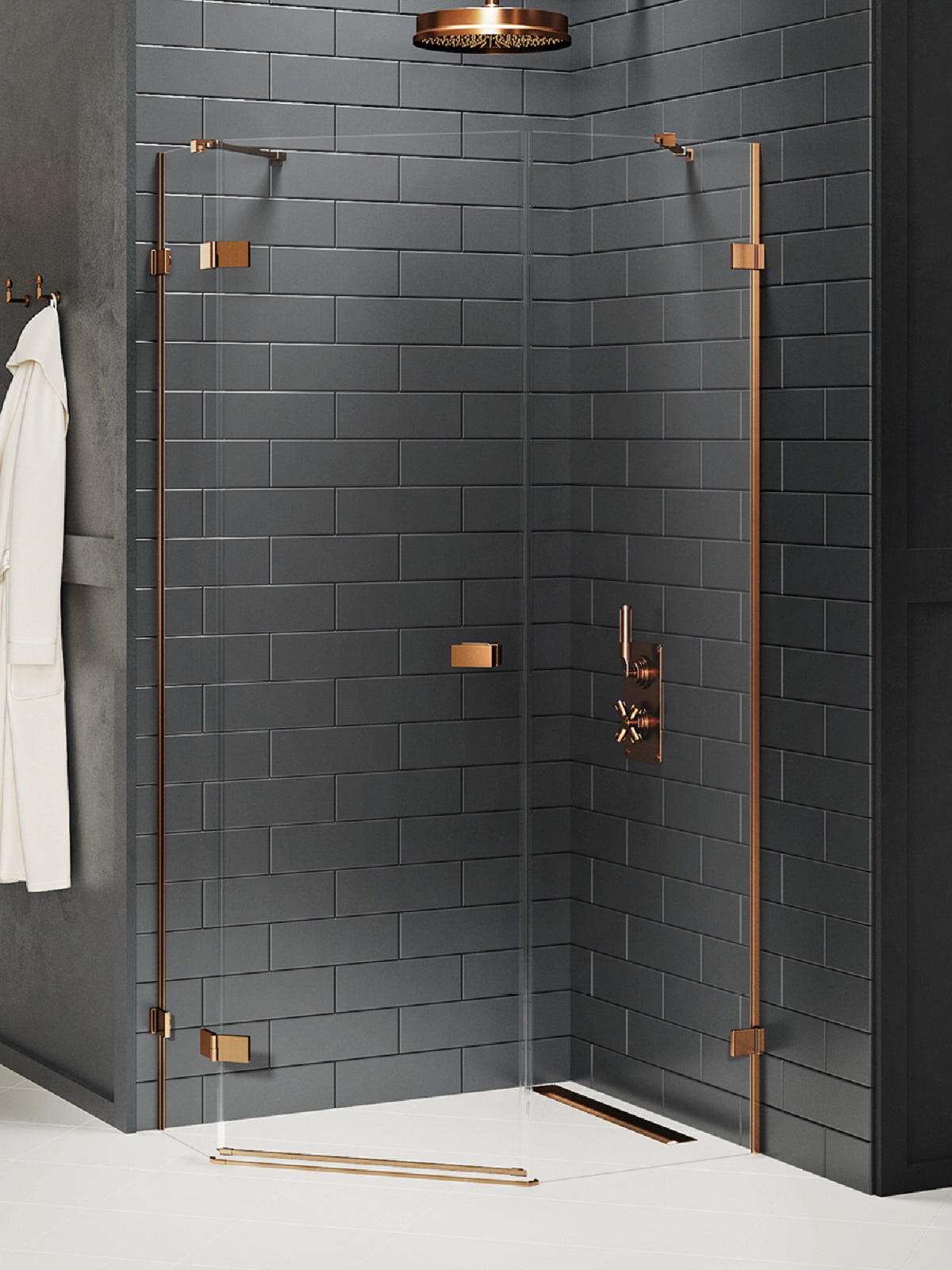 New Trendy Avexa Copper Brushed box doccia 100x80 cm rame spazzolata/vetro trasparente EXK-3827