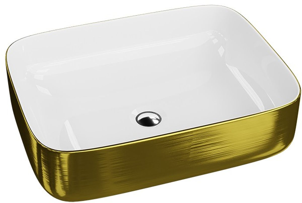LaVita Galera lavabo 50.5x40 cm rettangolare da appoggio bianco-oro 5900378325741