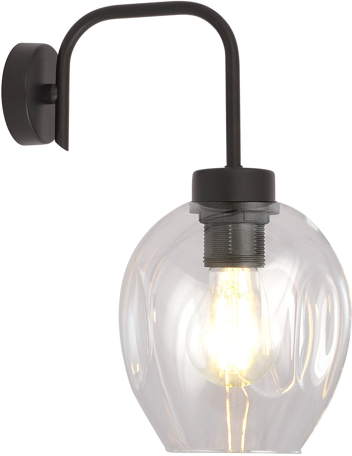 Emibig Lukka lampada da parete 1x15 W nero-trasparente 1164/K1