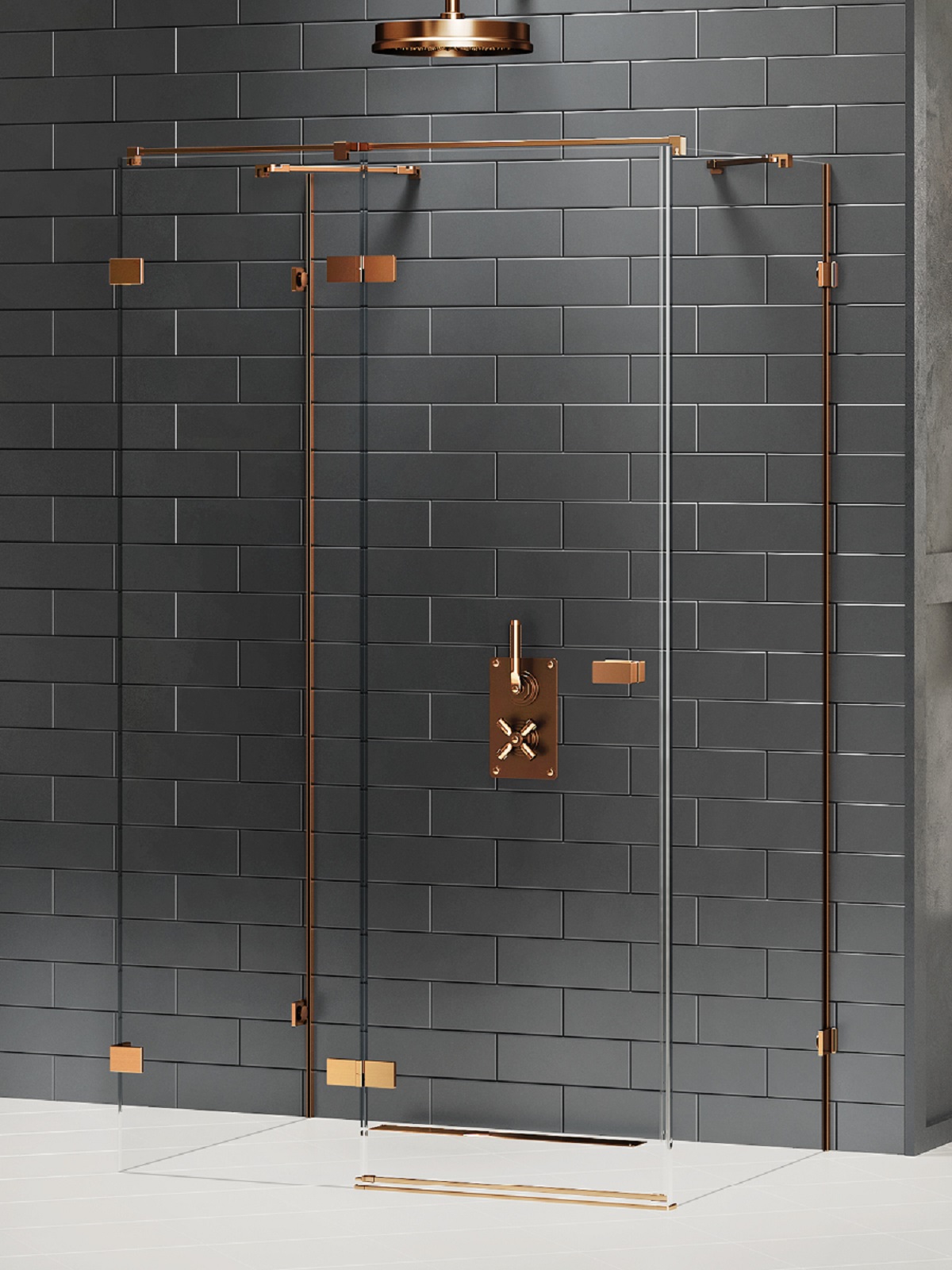 New Trendy Avexa Copper Brushed box doccia 120x70 cm rettangolare rame spazzolata/vetro trasparente EXK-3714