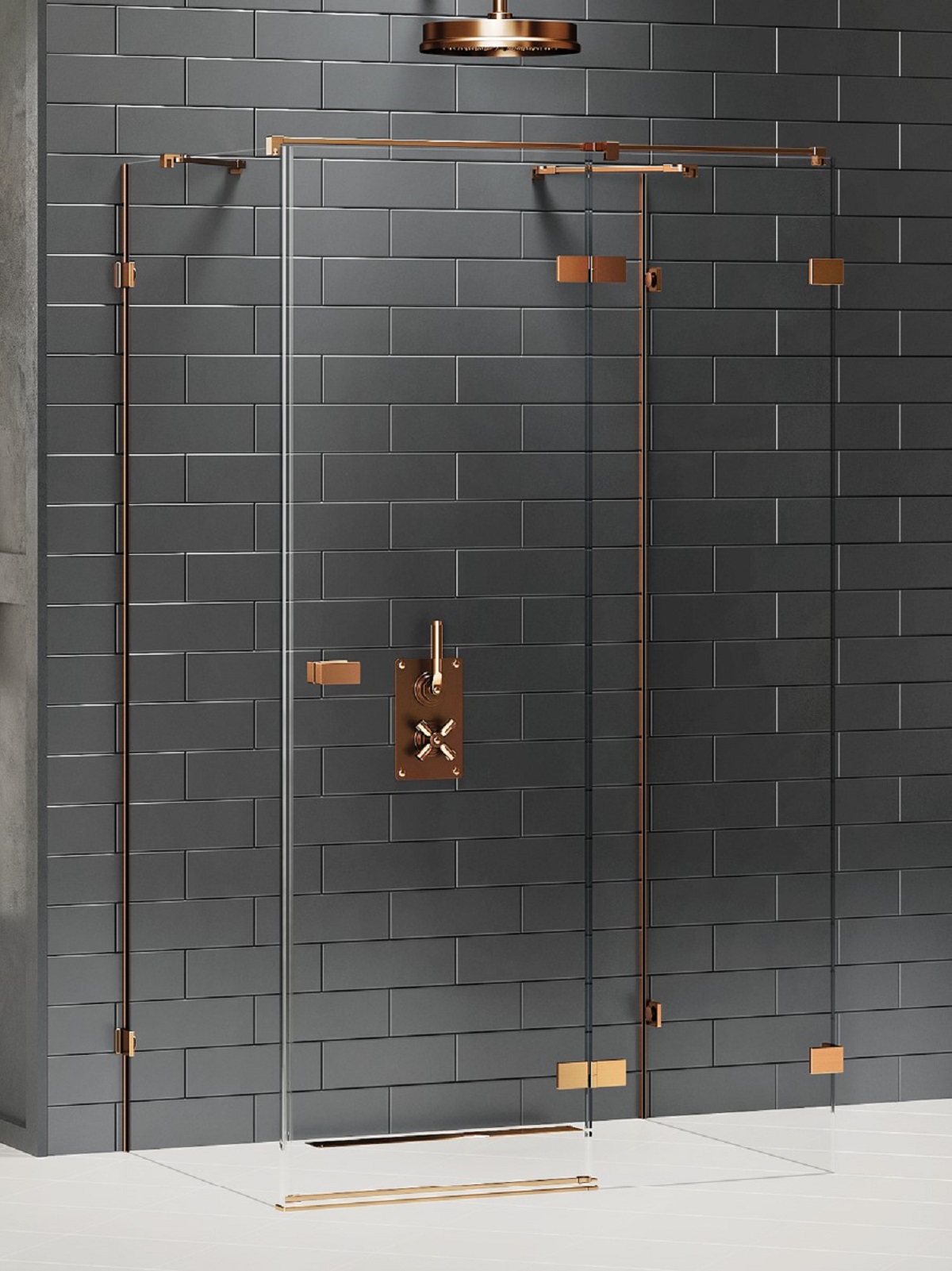 New Trendy Avexa Copper Brushed box doccia 100x90 cm rettangolare rame spazzolata/vetro trasparente EXK-3729