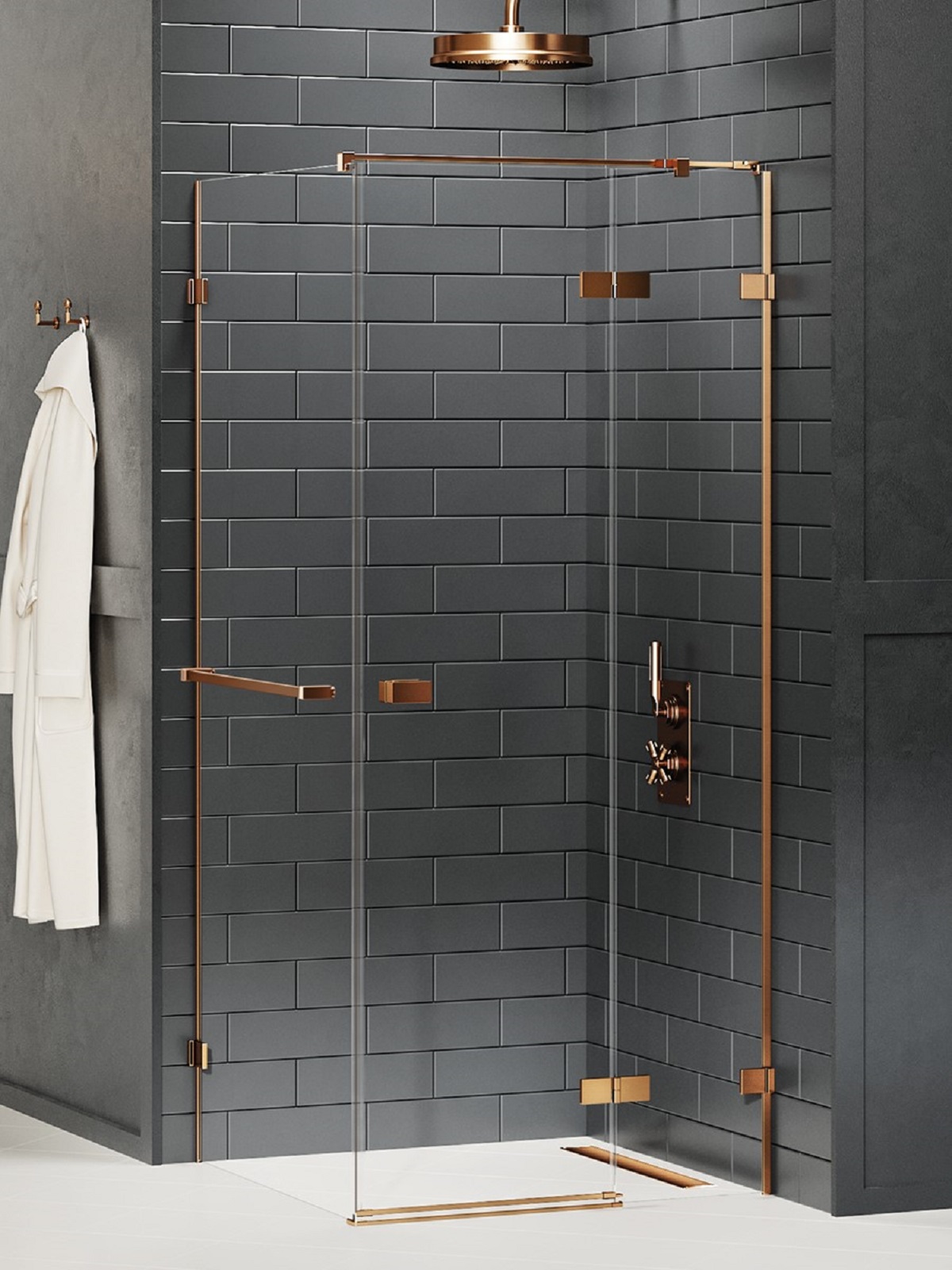 New Trendy Avexa Copper Brushed box doccia 100x70 cm rettangolare rame spazzolata/vetro trasparente EXK-3647