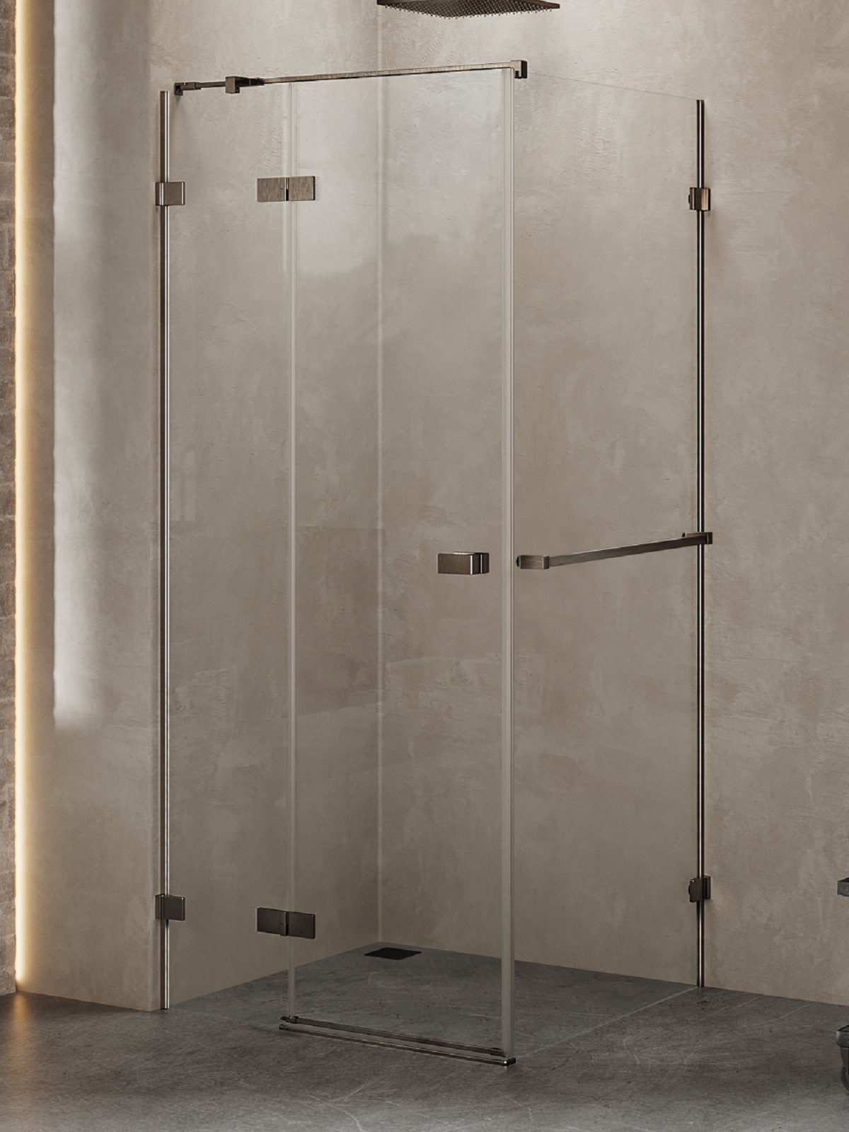 New Trendy Avexa Gunmetal Brushed box doccia 110x100 cm rettangolare spazzolata/vetro trasparente EXK-3274