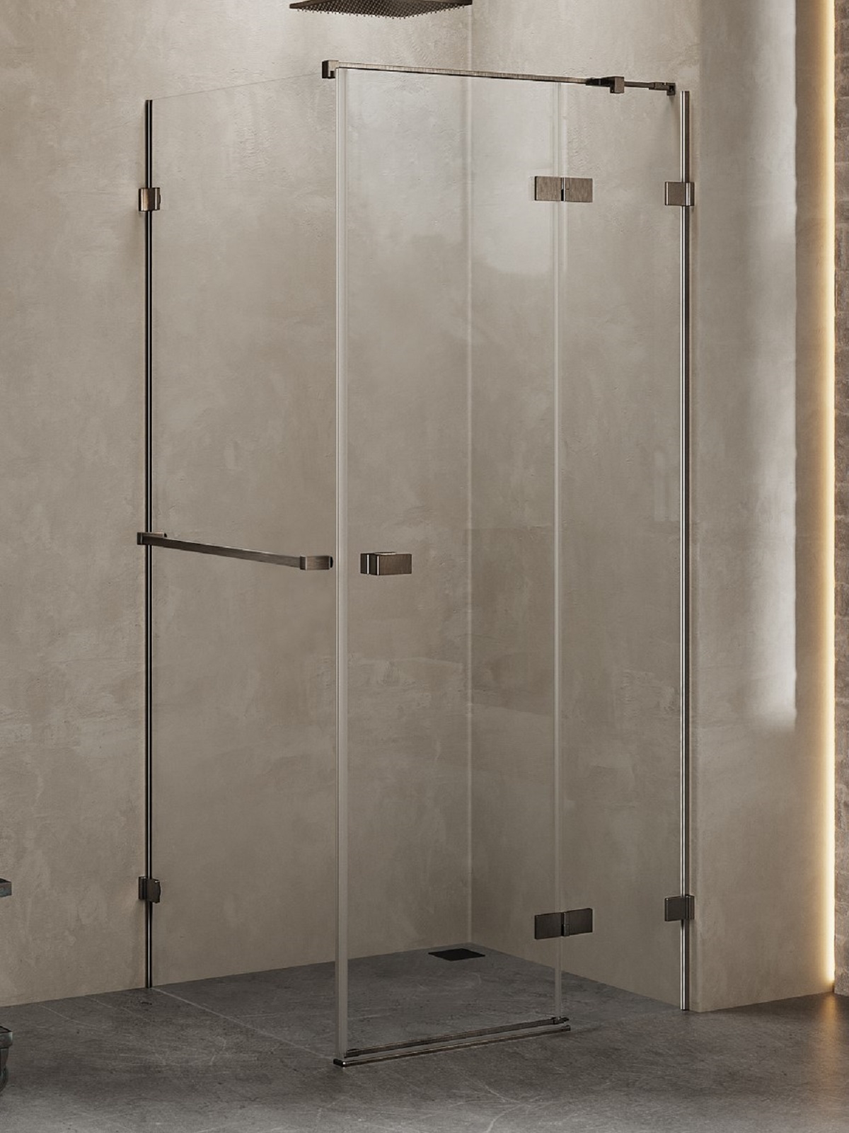 New Trendy Avexa Gunmetal Brushed box doccia 120x70 cm rettangolare spazzolata/vetro trasparente EXK-3312