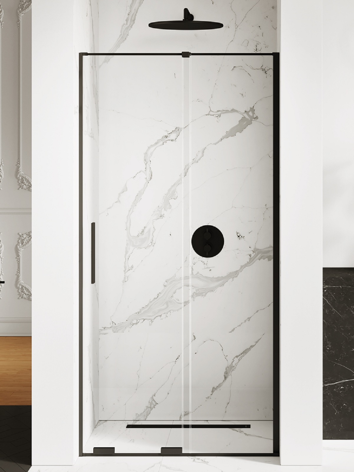 New Trendy Smart Black porta doccia 180 cm scorrevole nero opaca/vetro trasparente EXK-4117