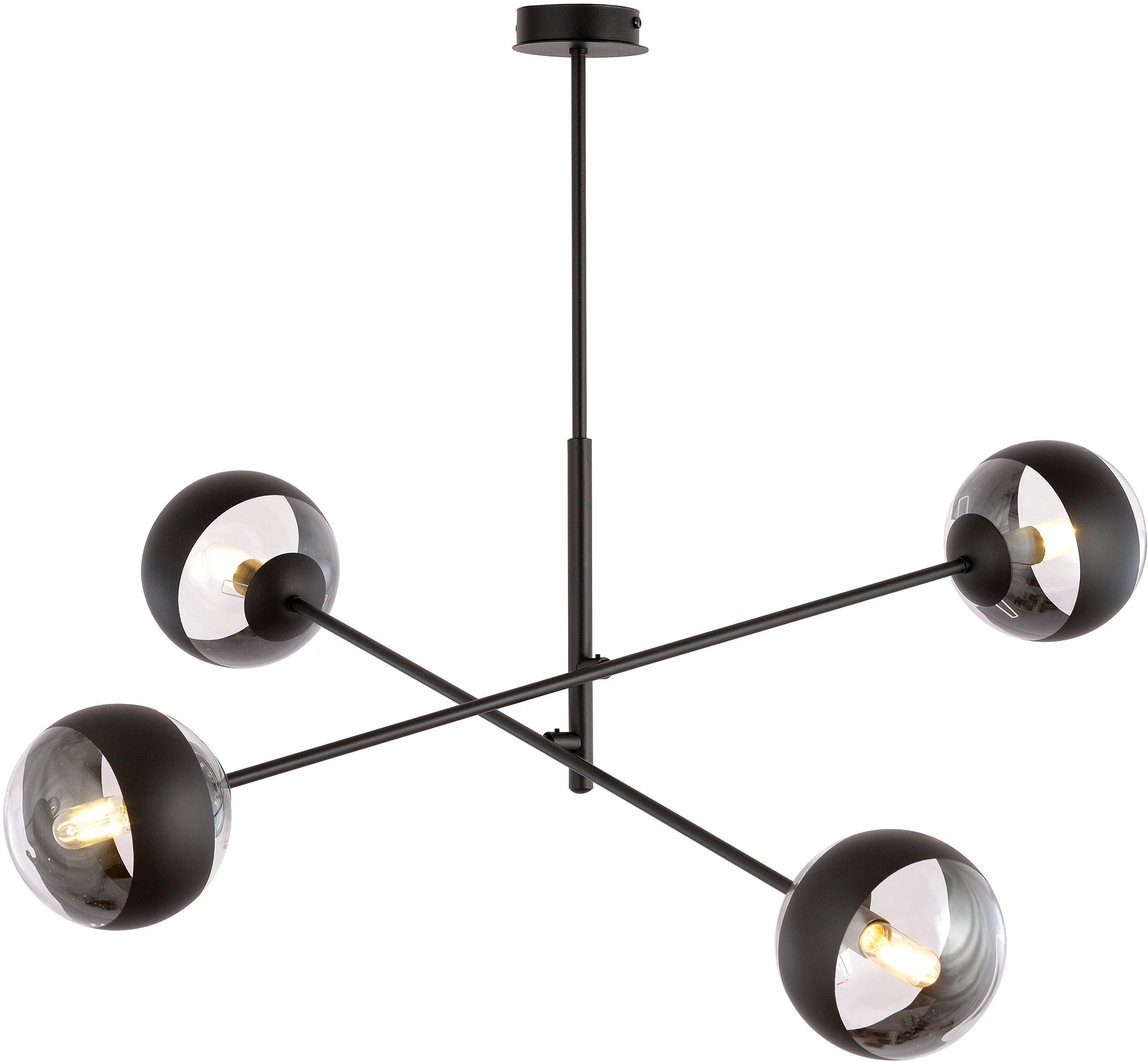 Emibig Linear lampada da soffitto 4x10 W nero-trasparente 1168/4