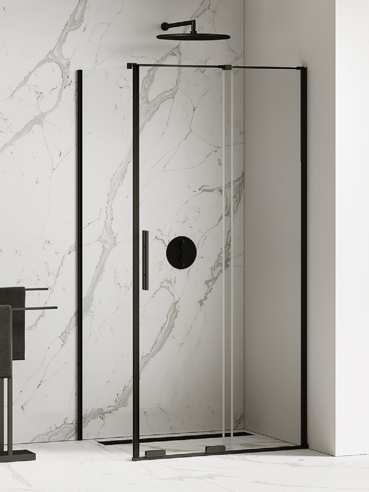 New Trendy Smart Black box doccia 100x90 cm rettangolare nero opaca/vetro trasparente EXK-4125