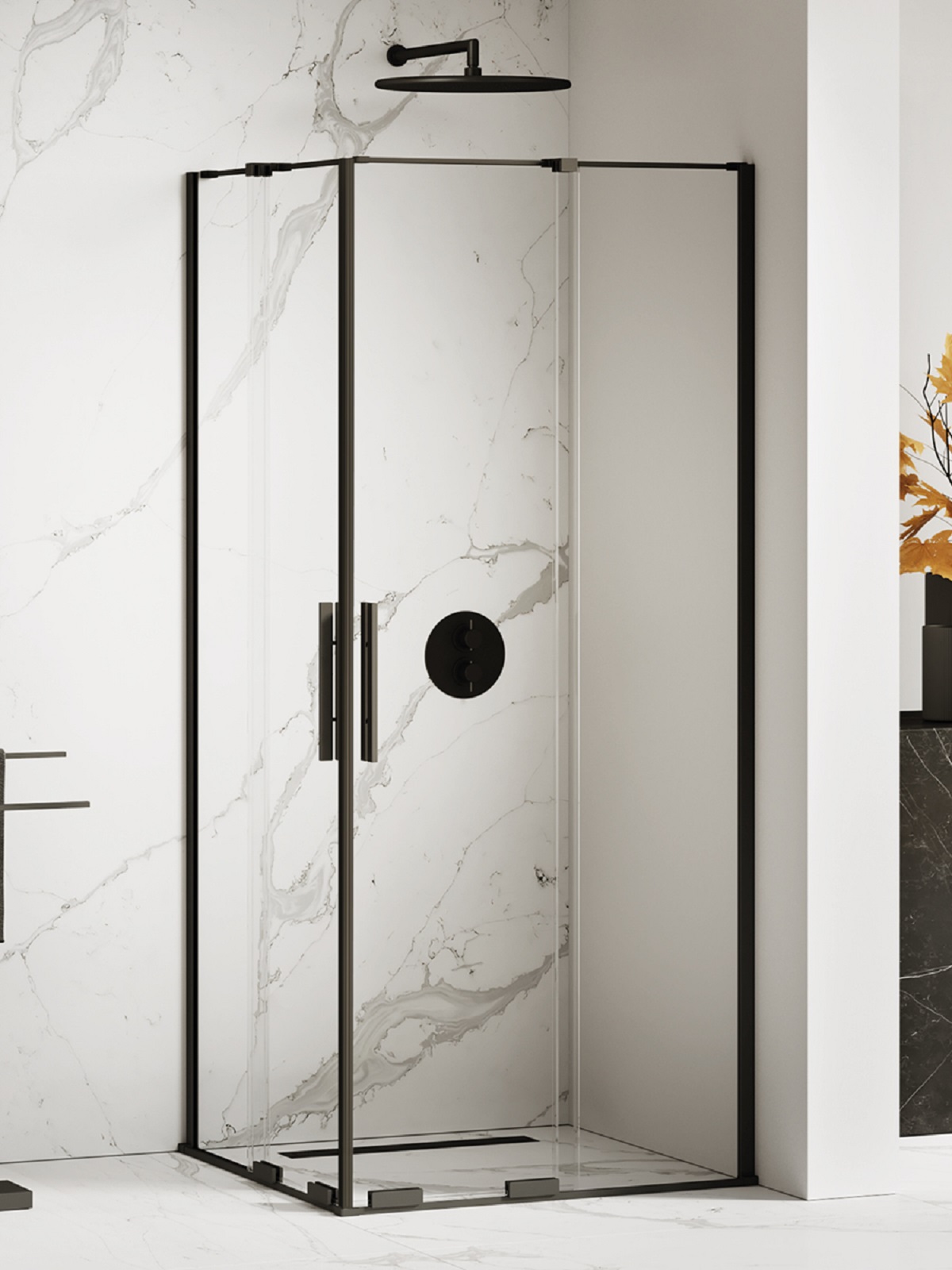 New Trendy Smart Black box doccia 110x90 cm rettangolare nero opaca/vetro trasparente EXK-4166