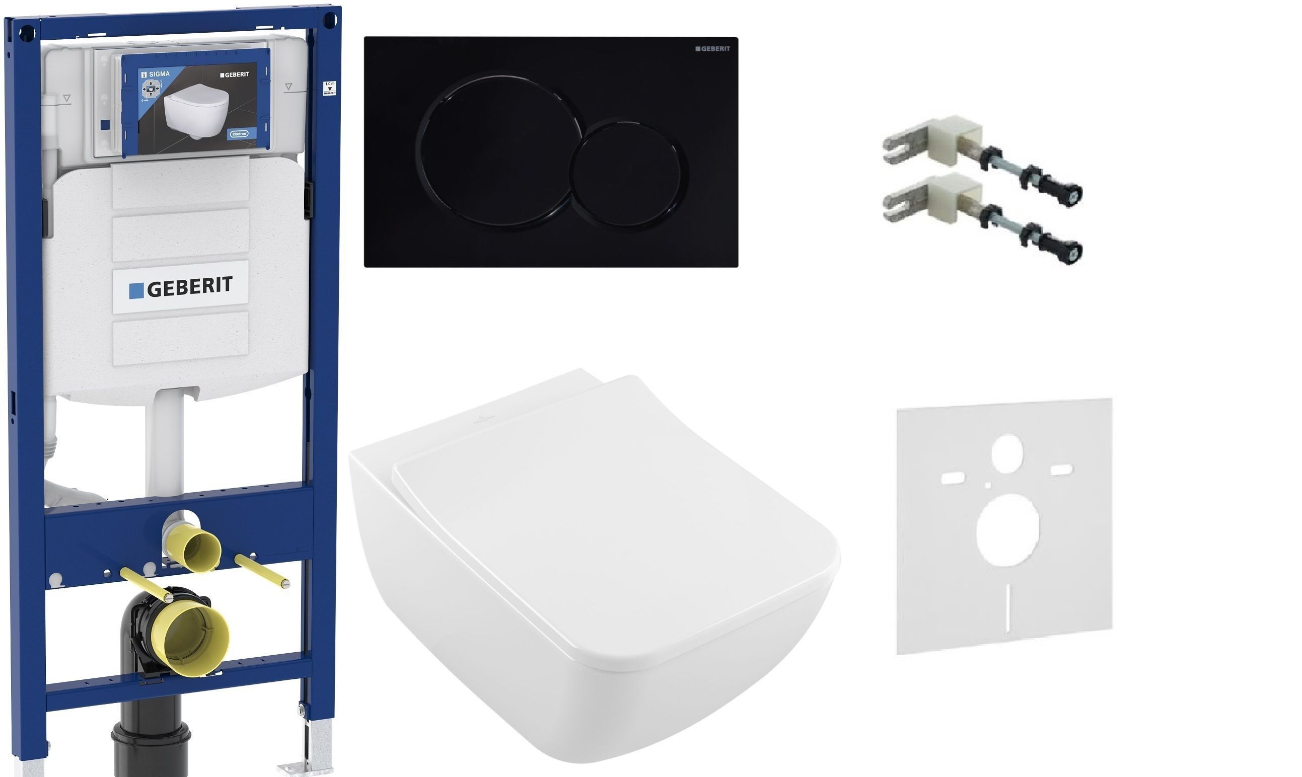 Set combi-Pack set con copriwater Villeroy & Boch Venticello 4611RSR1, modulo di installazione Geberit Duofix 111.320.00.5, 115.770.DW.5, 111.815.00.1, 156.050.00.1