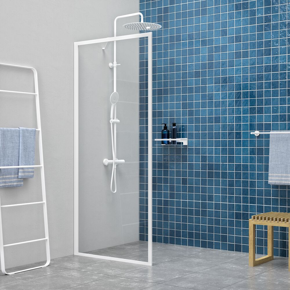 Sealskin Contour parete doccia walk-in 90 cm bianco opaca/vetro trasparente CDA30886025100