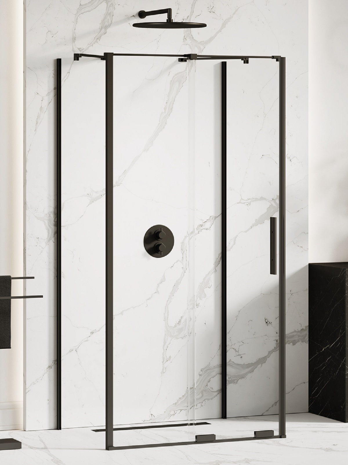 New Trendy Smart Black box doccia 100x90 cm rettangolare nero opaca/vetro trasparente EXK-4175