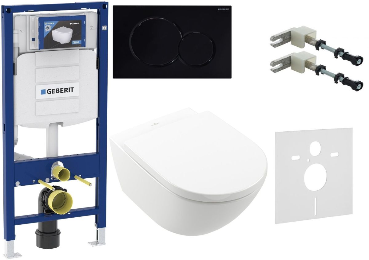 Set zestaw miska z deską Villeroy & Boch Subway 3.0 4670TSR1, modulo di installazione Geberit Duofix 111.320.00.5, 115.770.DW.5, 111.815.00.1, 156.050.00.1
