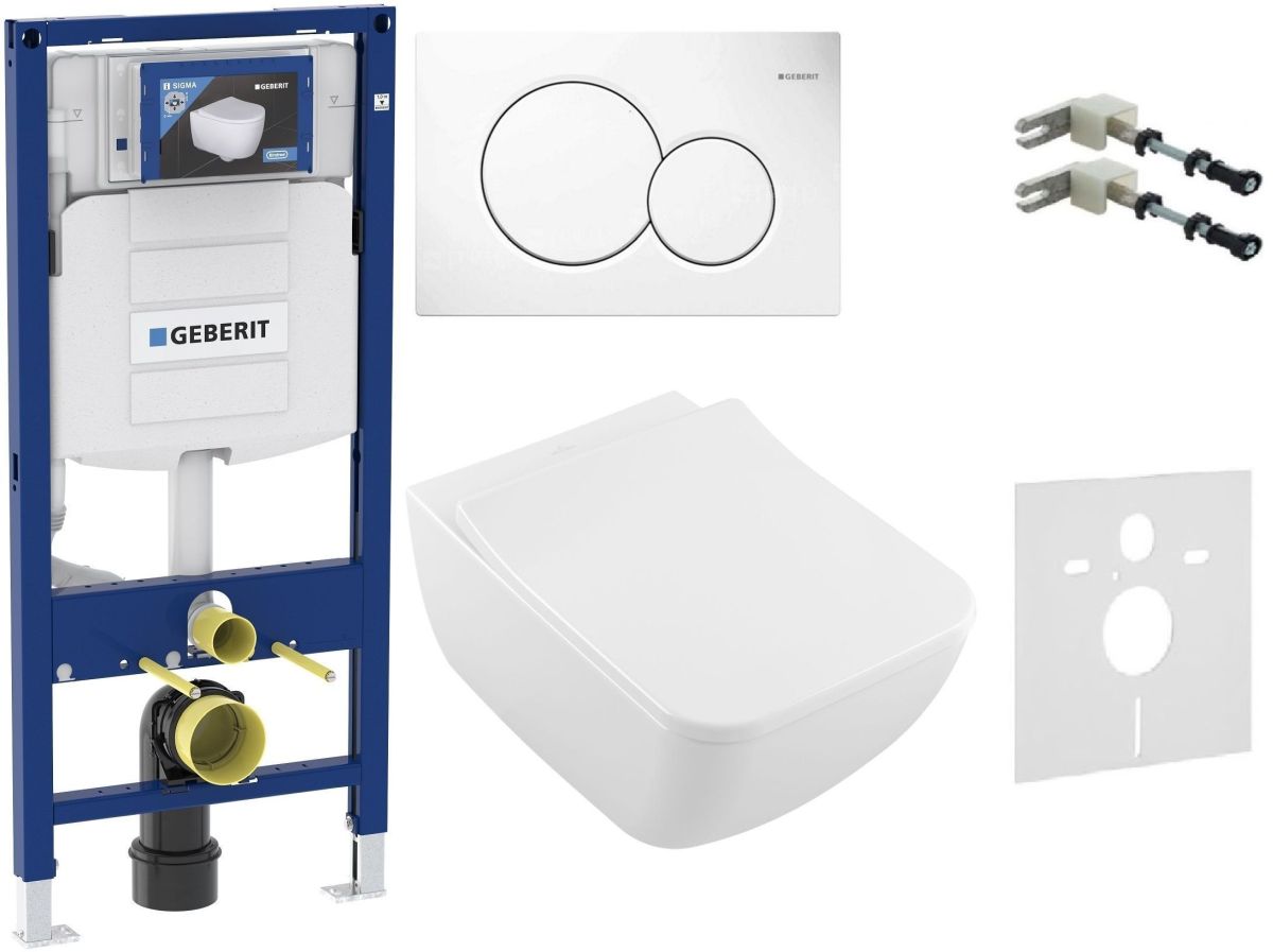 Set combi-Pack set con copriwater Villeroy & Boch Venticello 4611RSR1, modulo di installazione Geberit Duofix 111.320.00.5, 115.770.11.5, 111.815.00.1, 156.050.00.1