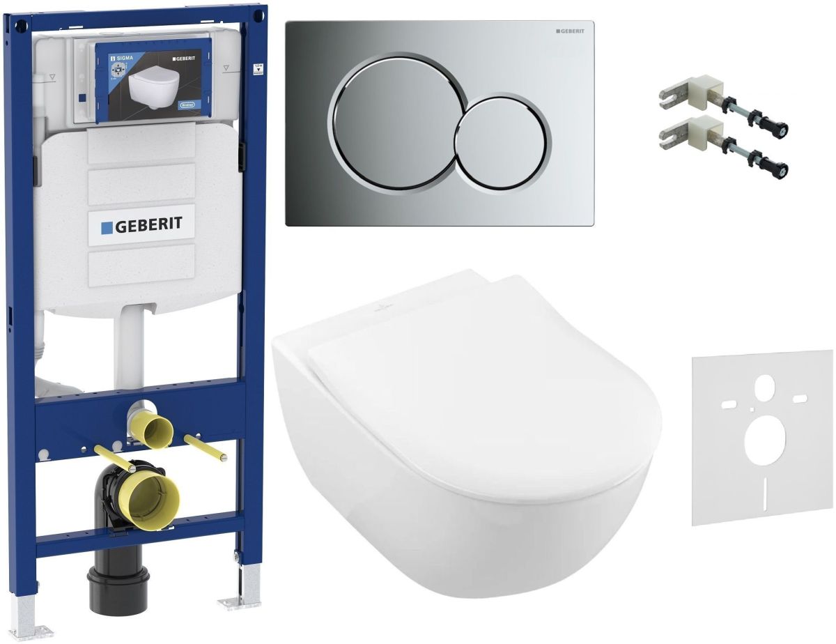 Set combi-Pack set con copriwater Villeroy & Boch Subway 2.0 5614R2R1, modulo di installazione Geberit Duofix 111.320.00.5, 115.770.21.5, 111.815.00.1, 156.050.00.1