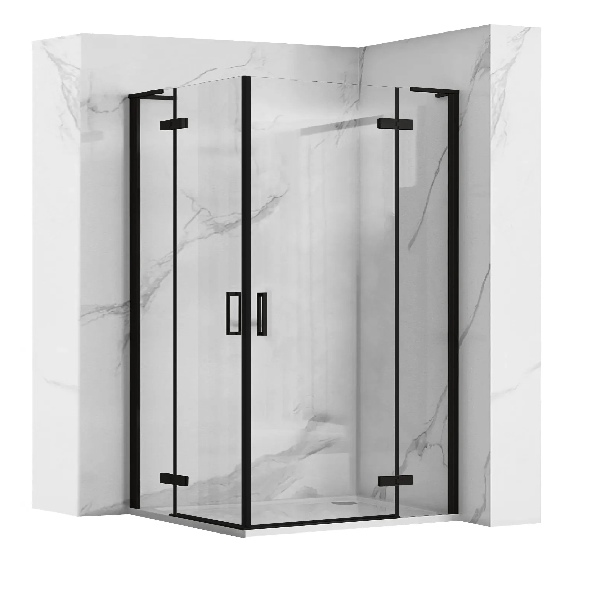 Rea Hugo box doccia 80x80 cm quadrato nero semiopaca/vetro trasparente REA-K6600