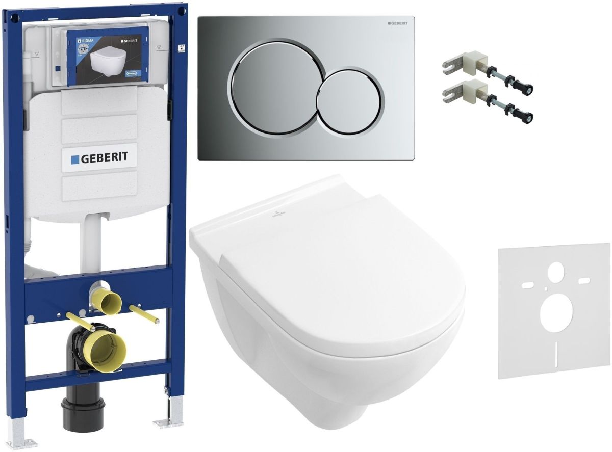 Set modulo di installazione Geberit Duofix 111.320.00.5, combi-Pack set con copriwater Villeroy & Boch O.Novo 5660H101, 115.770.21.5, 111.815.00.1, 156.050.00.1